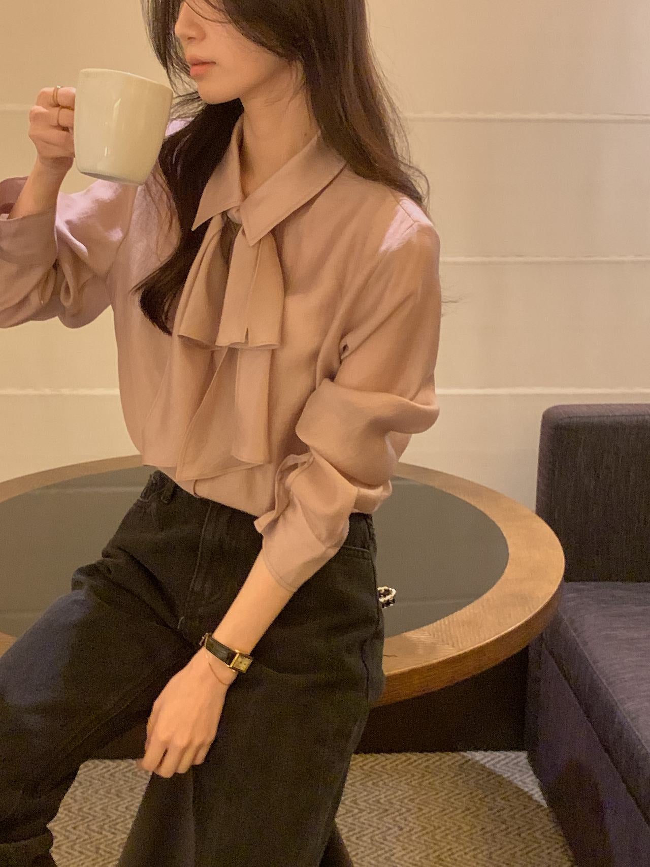2-Way Hidden-Placket Tencel Blouse