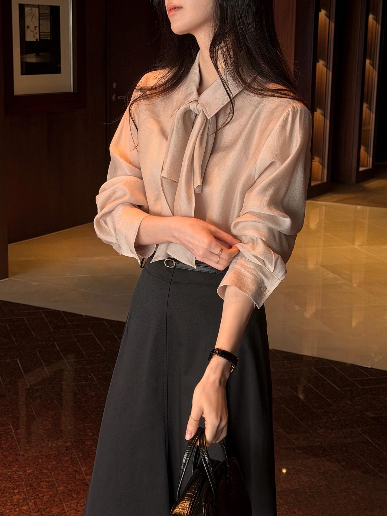 2-Way Hidden-Placket Tencel Blouse