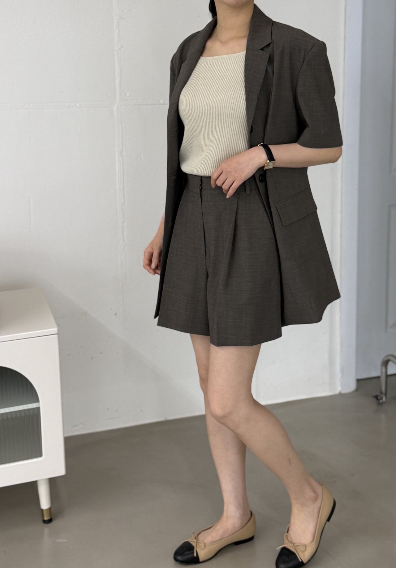 Summer Wool Tailored Suit Set - Smoky Brown