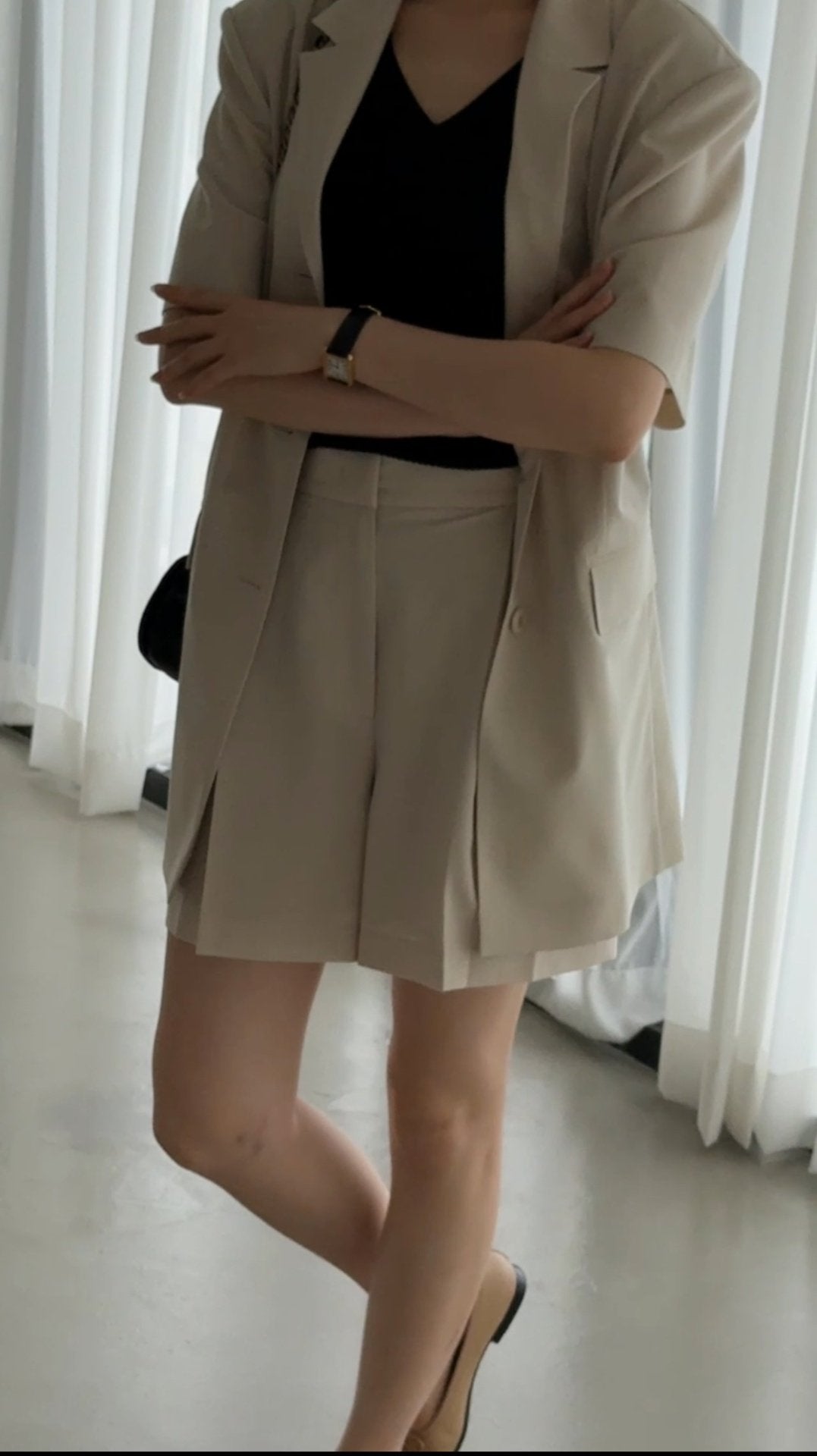 Summer Wool Tailored Suit Set - Light Beige