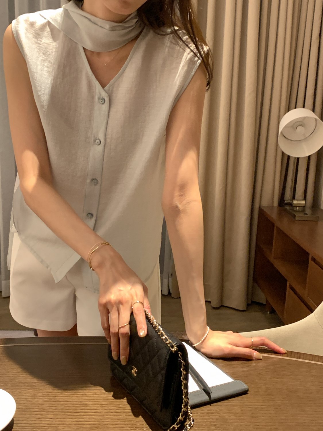 [Best Seller] Scarf Detail Sleeveless Blouse