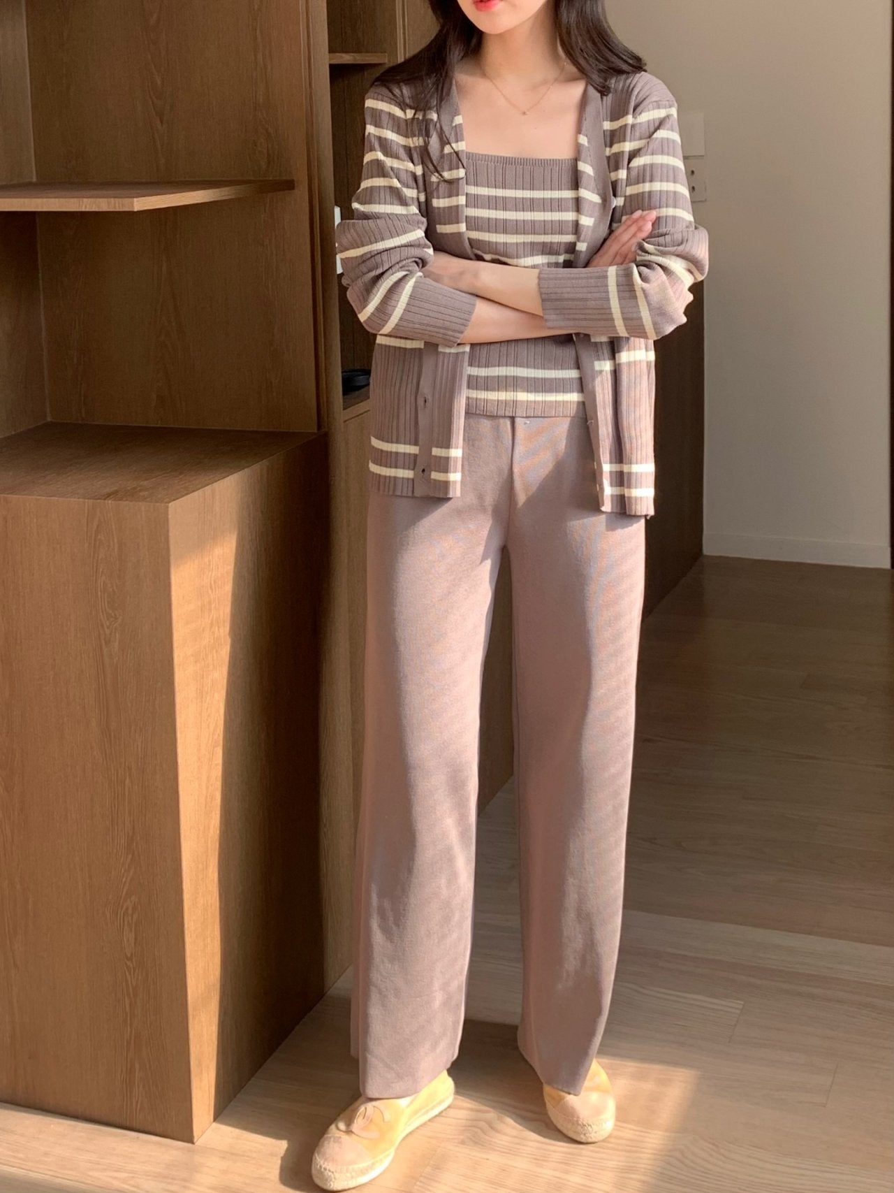 Elegant Stripe Knit 3-Piece Set