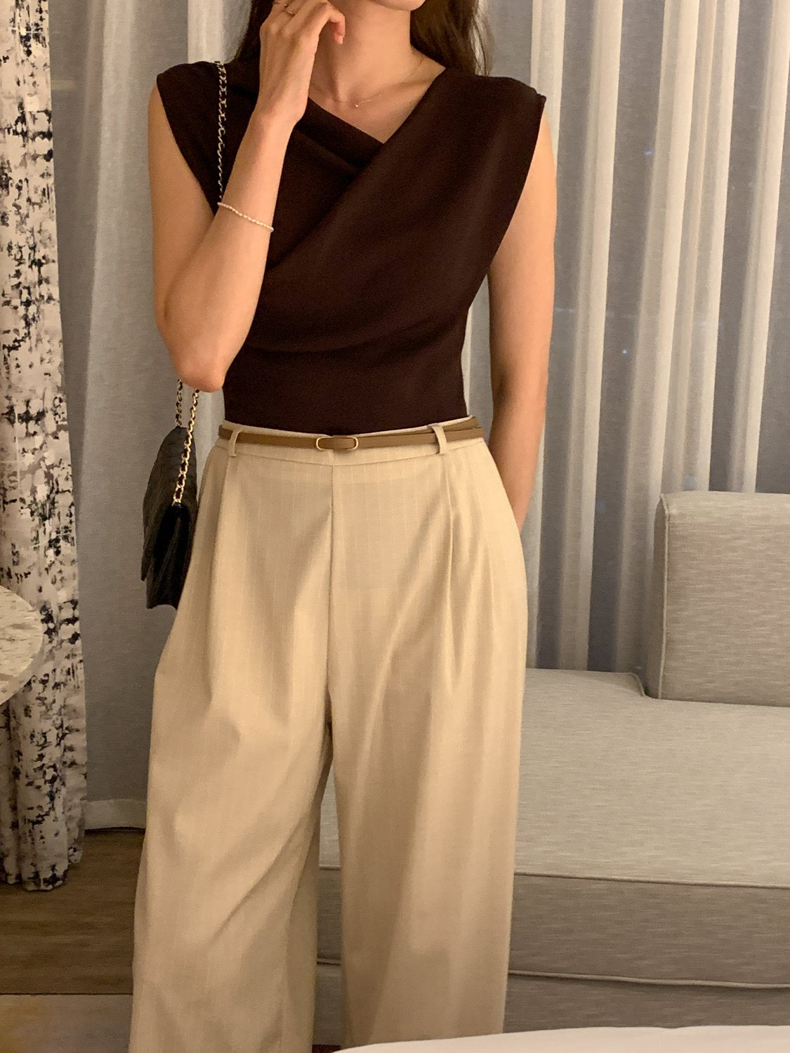 Two-Way Shirred Knit Top