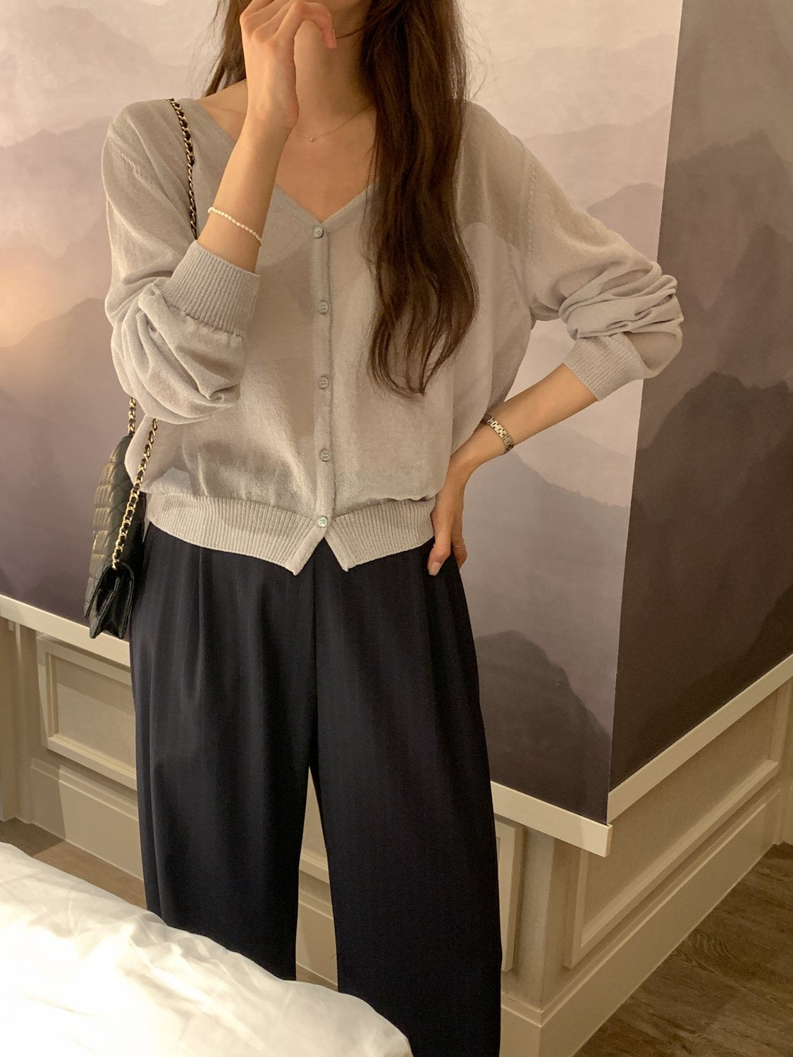 Raglan Linen-Blend Cardigan