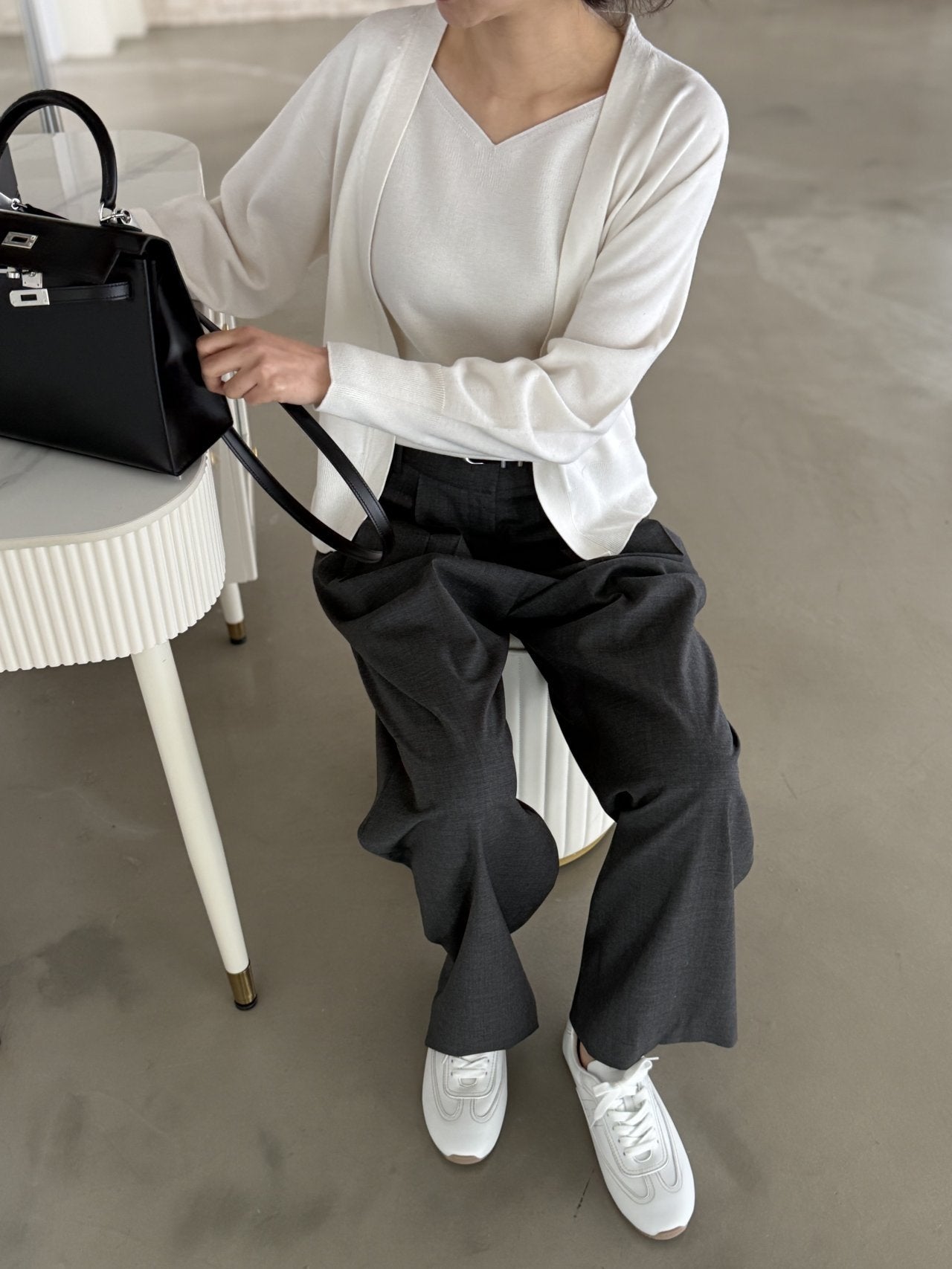 Signature Heart-Neck Cami & Cardigan Set - Cream Ivory