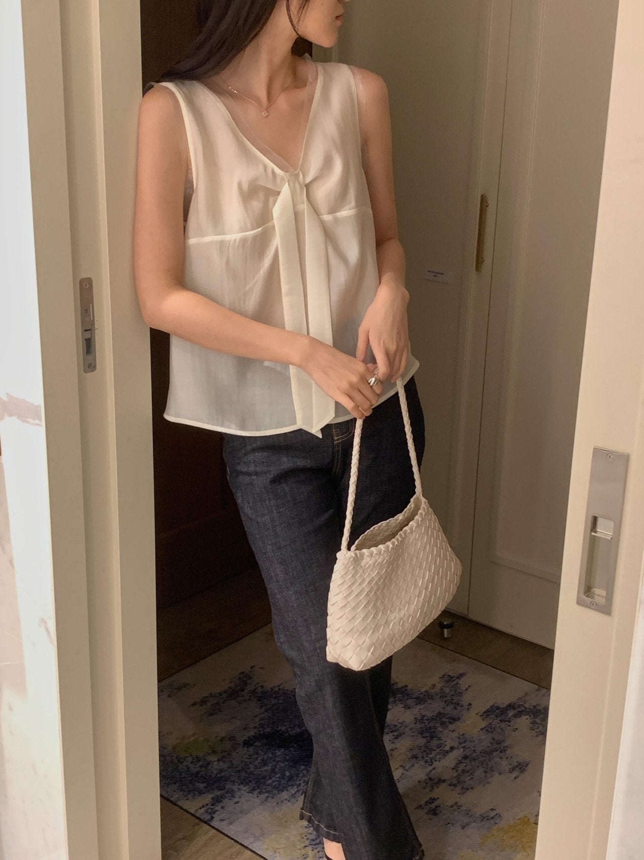 Pure Mood See-through V-Blouse