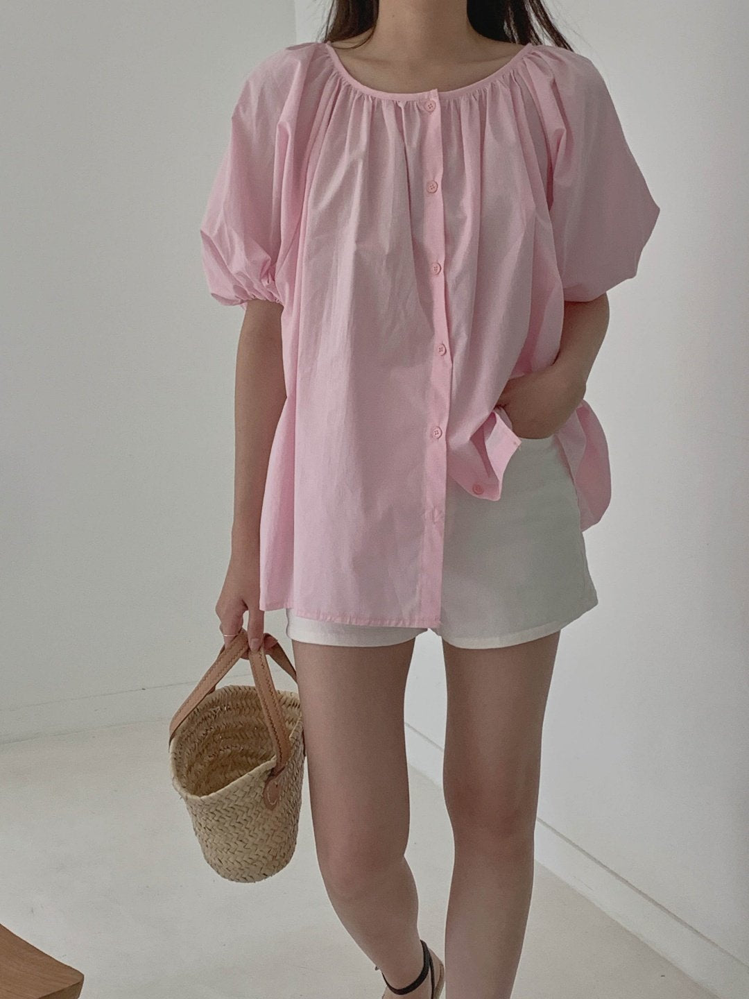 Luxe Shirred Puff Sleeve Blouse