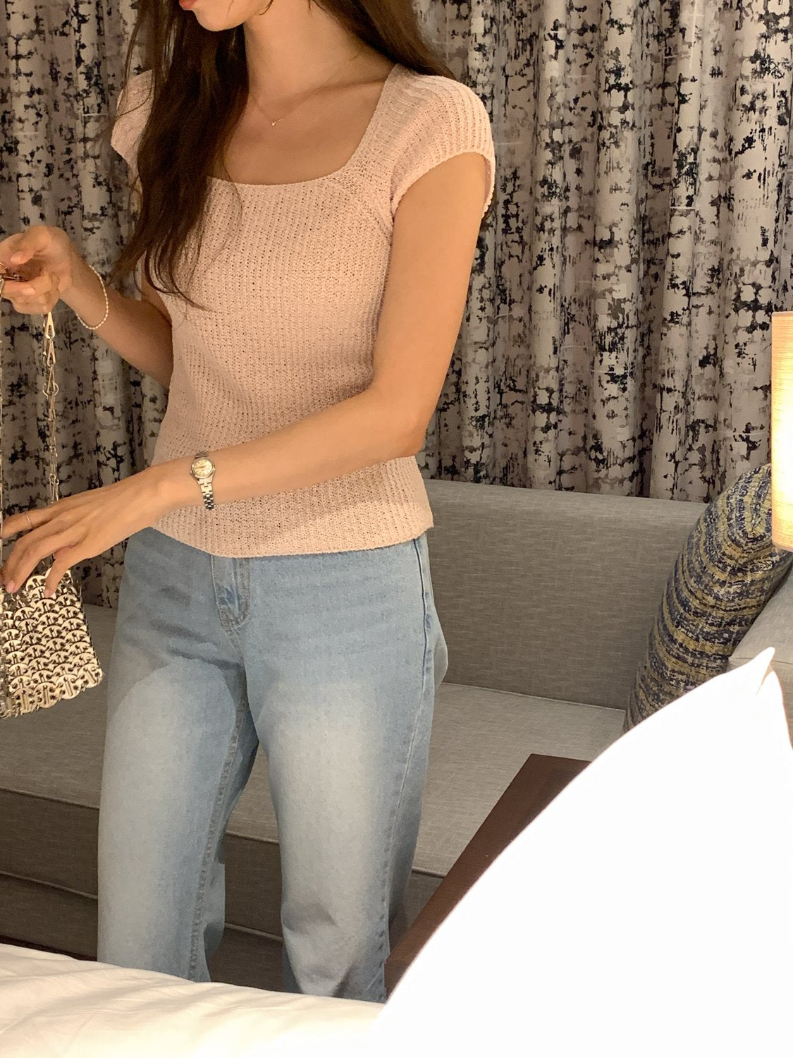 Cap-Sleeve Boatneck Knit