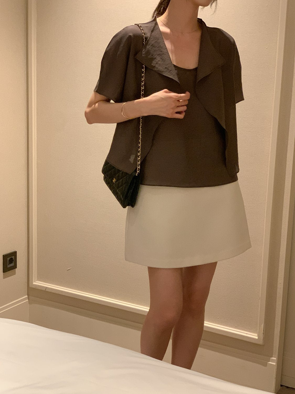 Collar Cardigan & Sleeveless Blouse Set