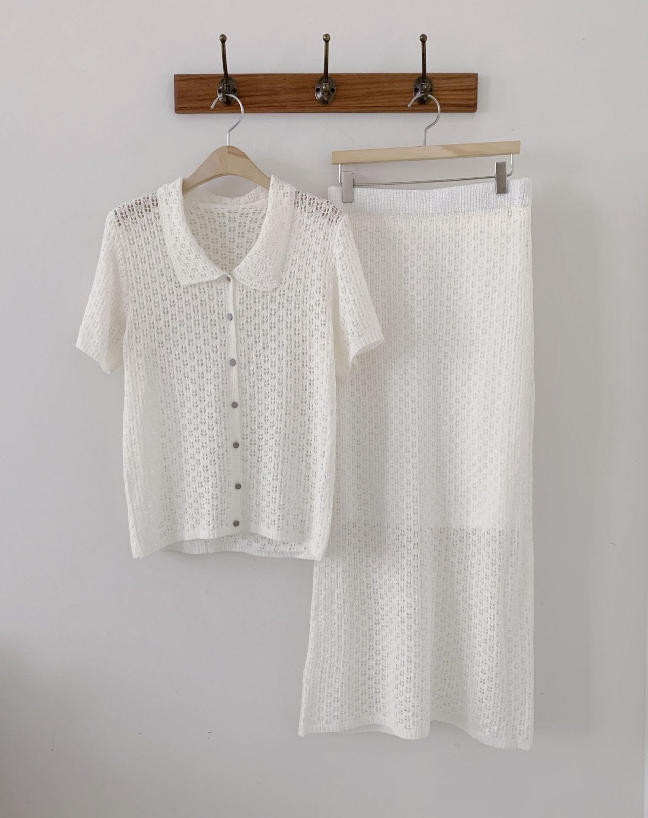 LuxeCrochet Knit Cardigan & Skirt Set