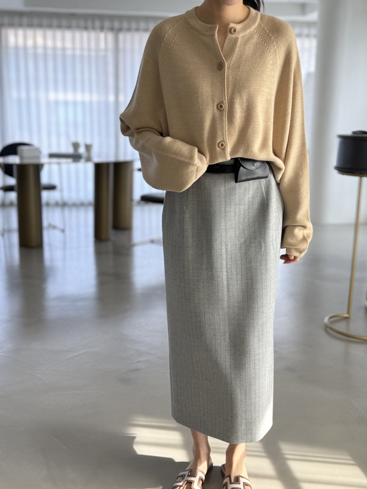 Seamless Relaxed Dolman Cardigan - Beige