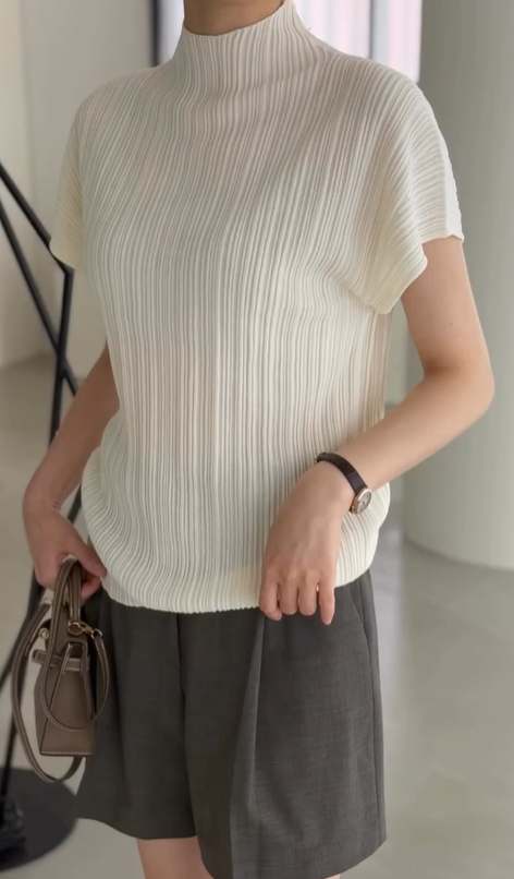 Linos WholeGarment Mock Neck Pleated Top