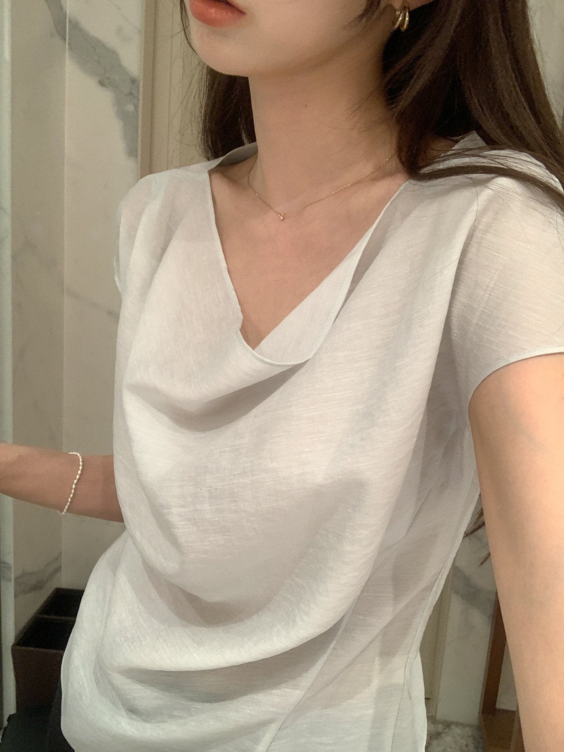 Drape Slim Blouse