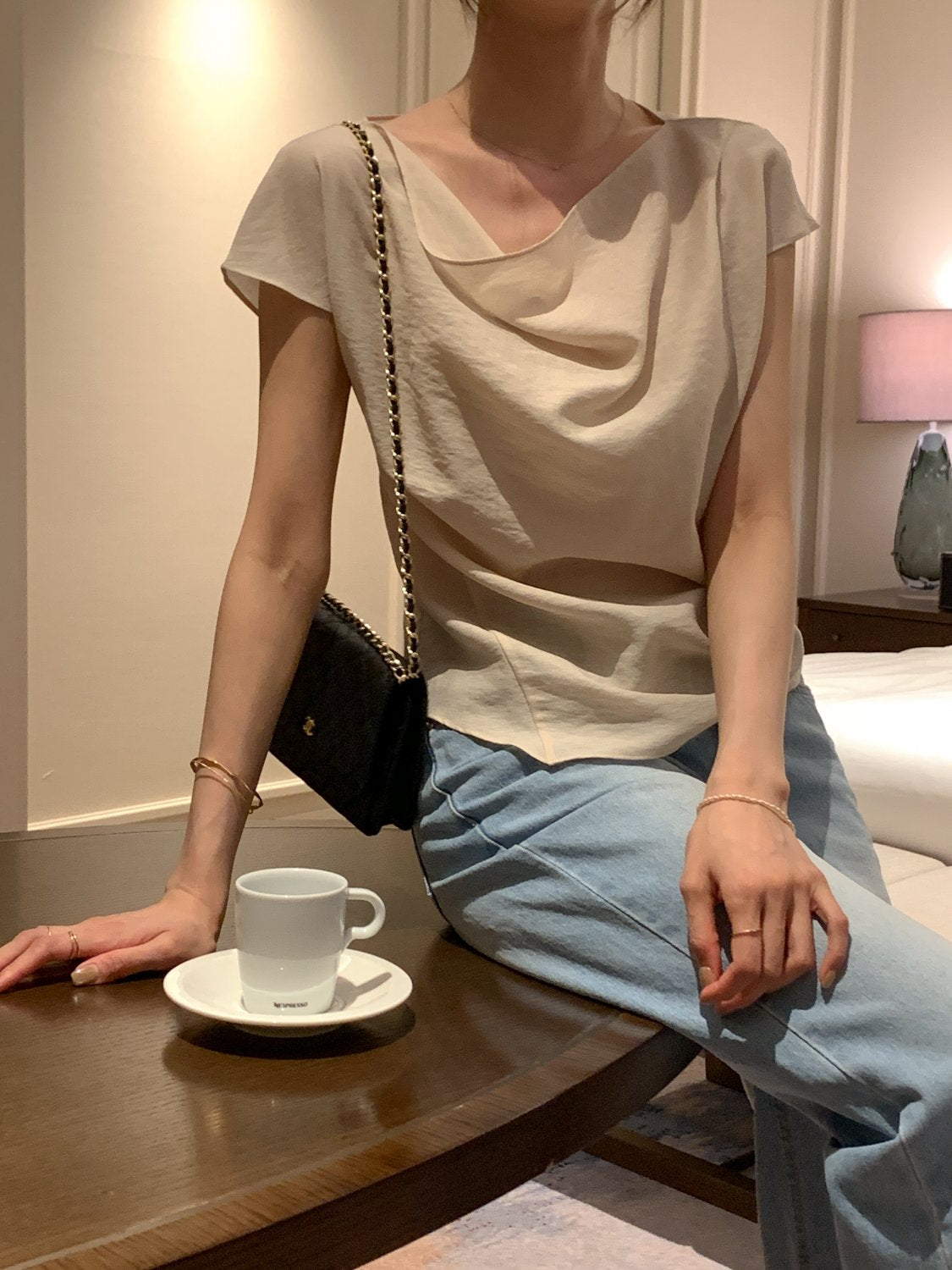 Drape Slim Blouse