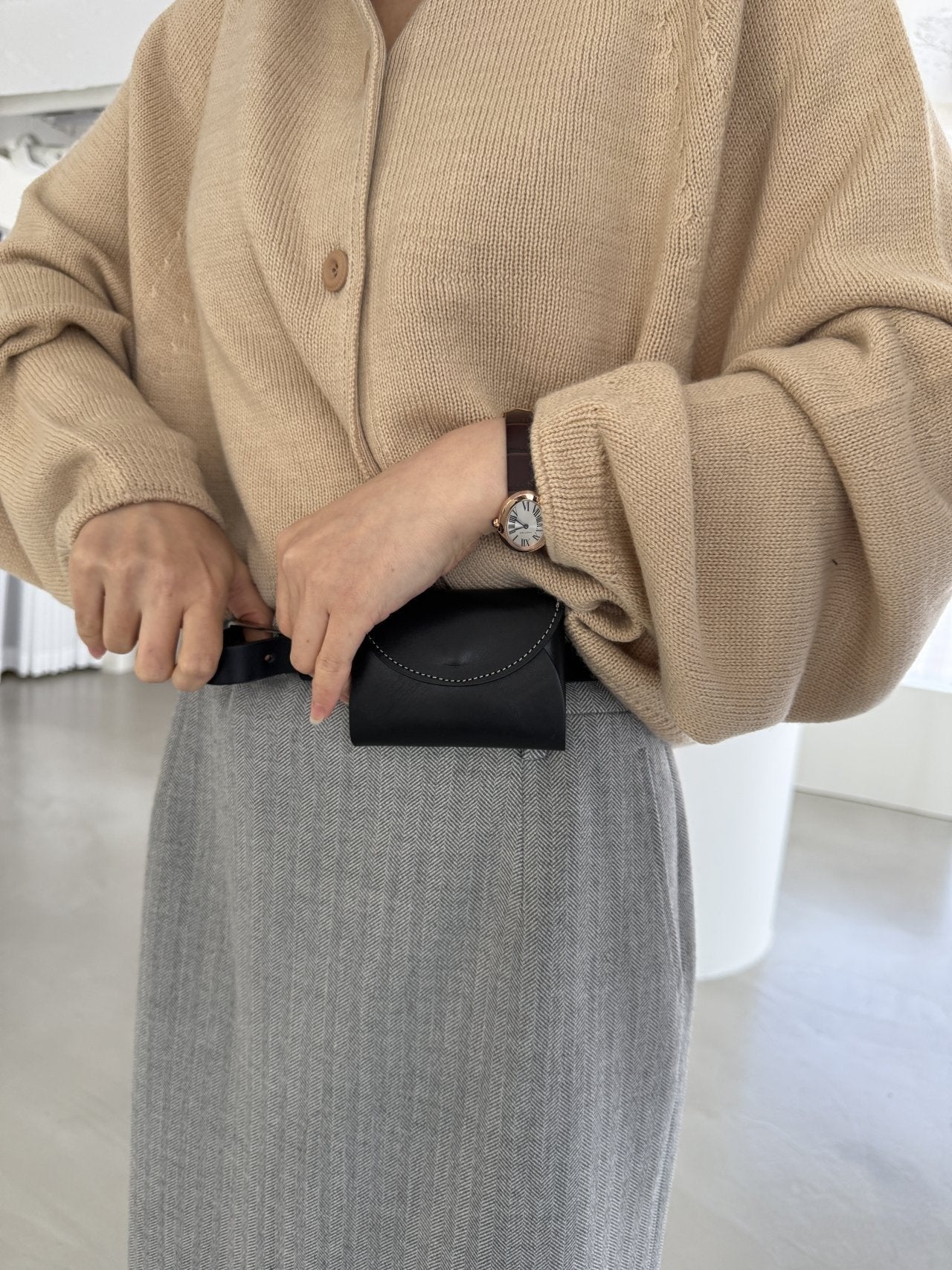 Seamless Relaxed Dolman Cardigan - Beige