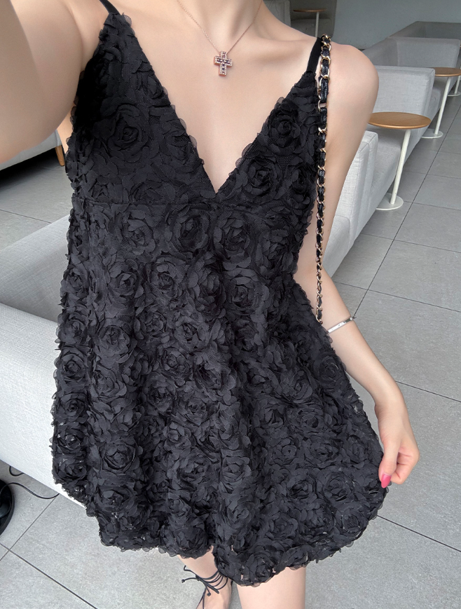 Rosé Bloom Chiffon Mini Dress