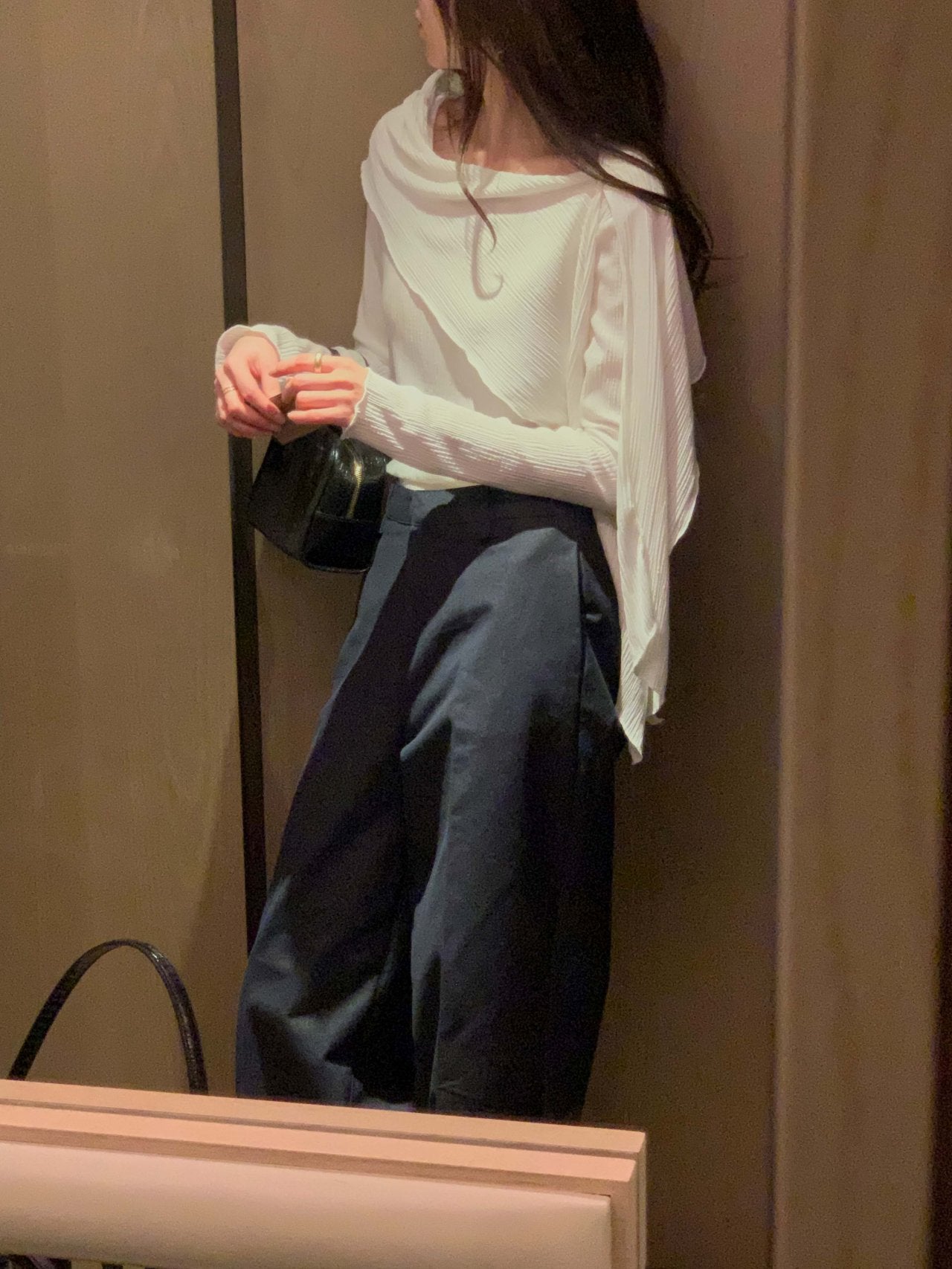 Pleated Scarf Set Tee