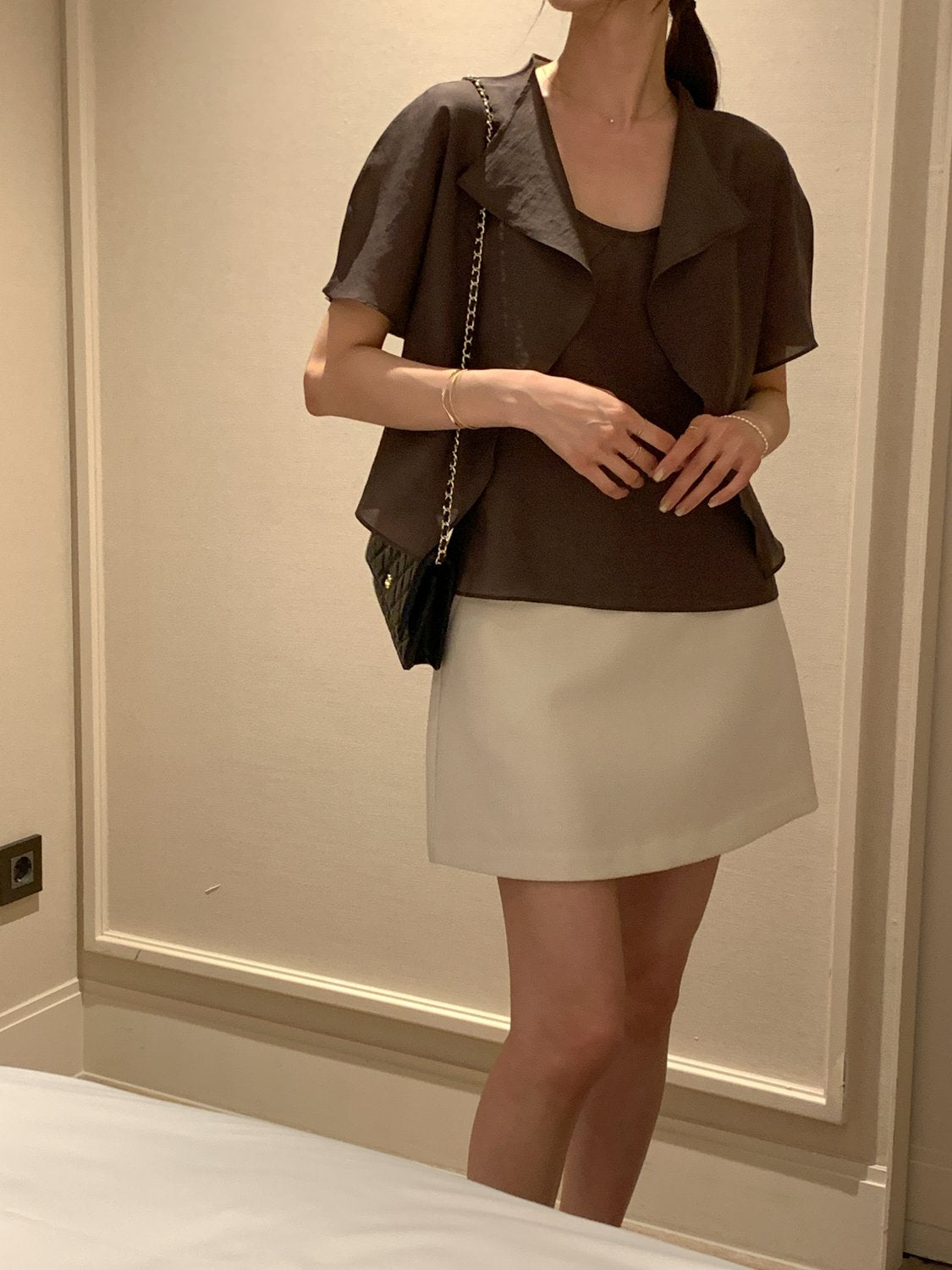 Collar Cardigan & Sleeveless Blouse Set