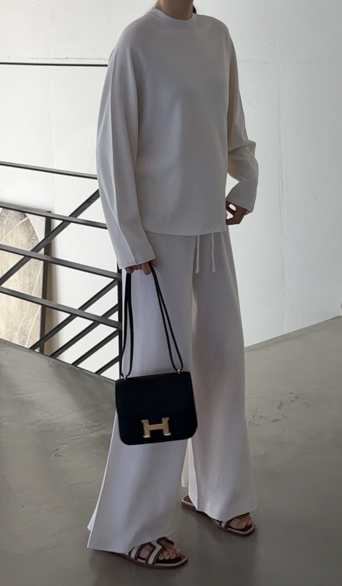 Whole Garment Wool-Cotton Cloud Set-up - Ivory