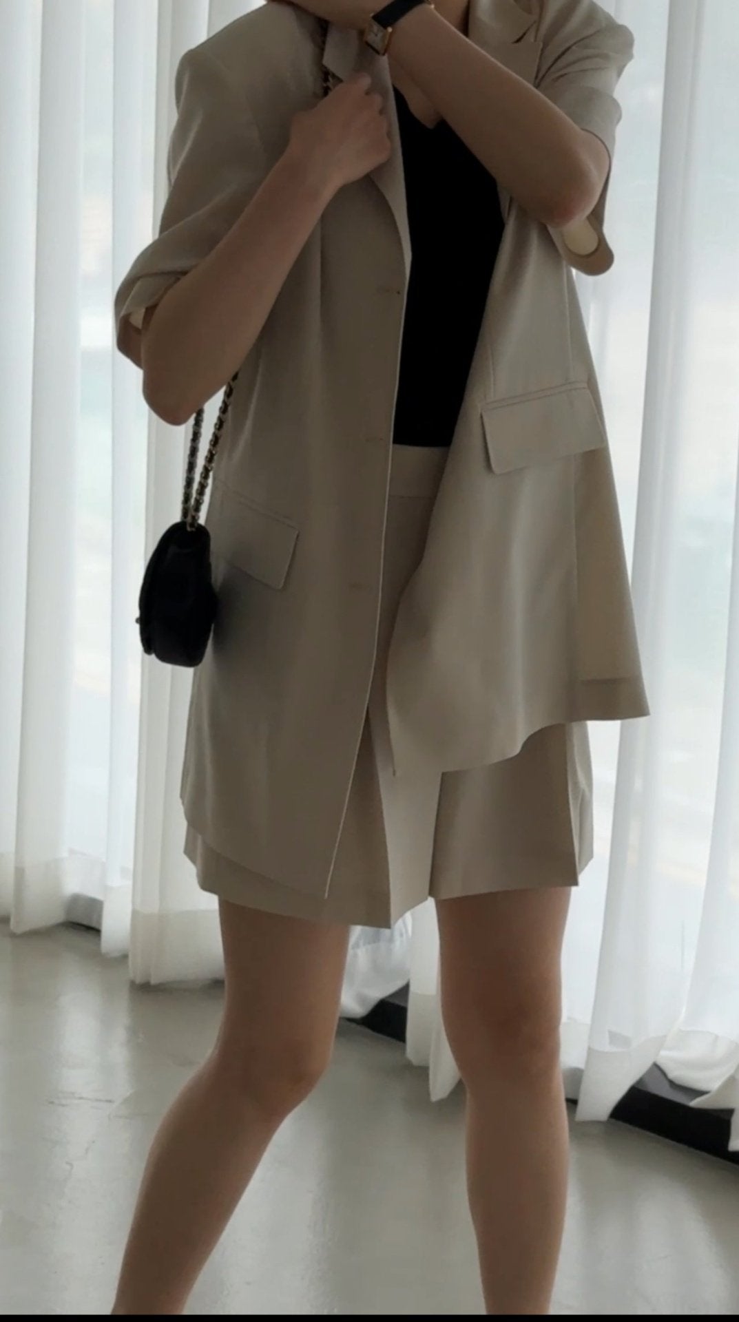 Summer Wool Tailored Suit Set - Light Beige