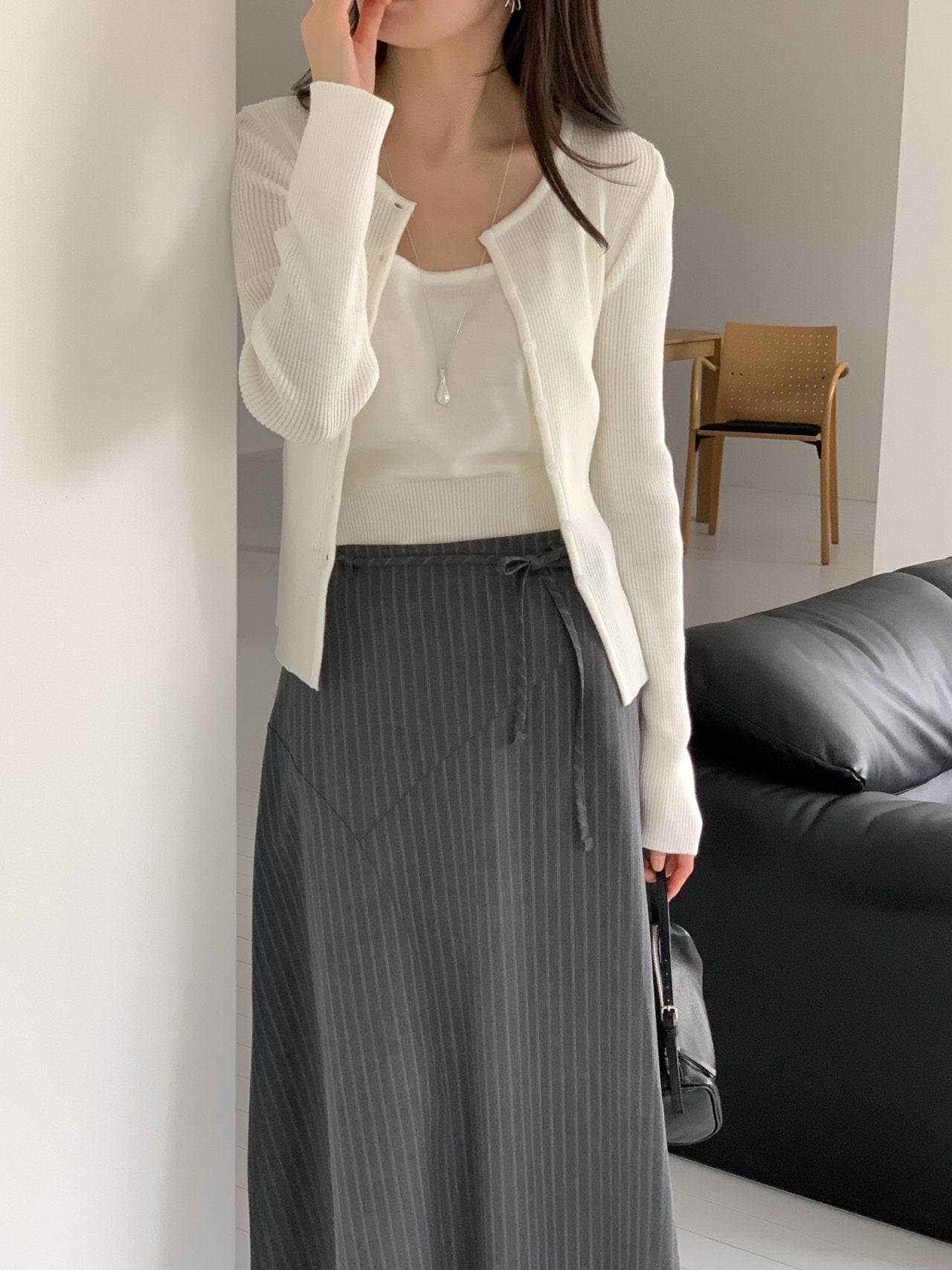 Tier Ribbed Cardigan & Camisole Set