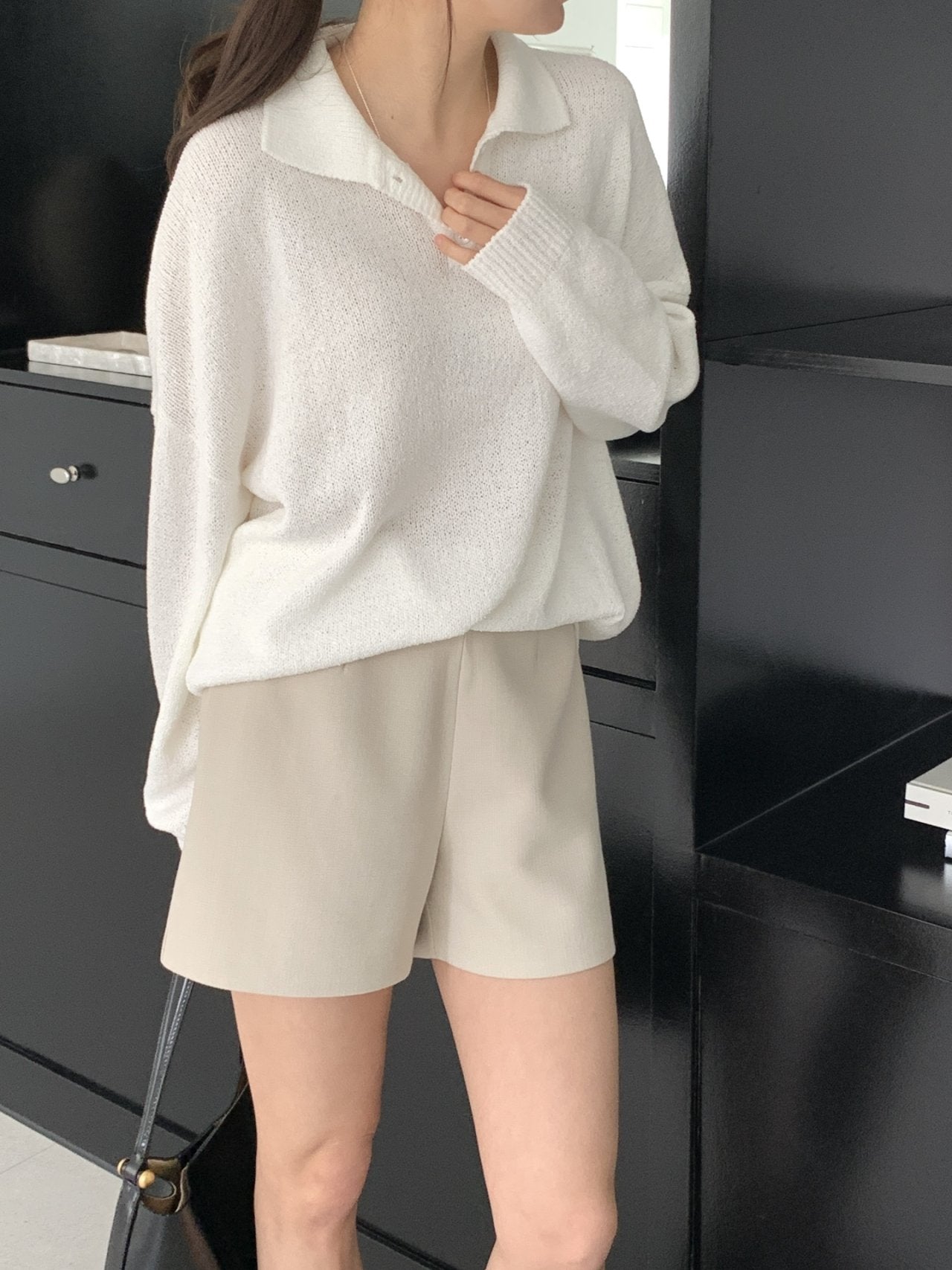 Bouclé Boxy Collar Knit