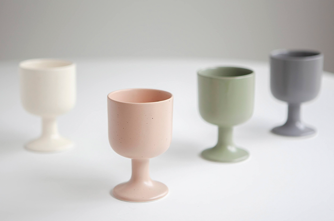 [Handmade Korean Ceramics] 3-Piece Wine Glass + Bowl Set