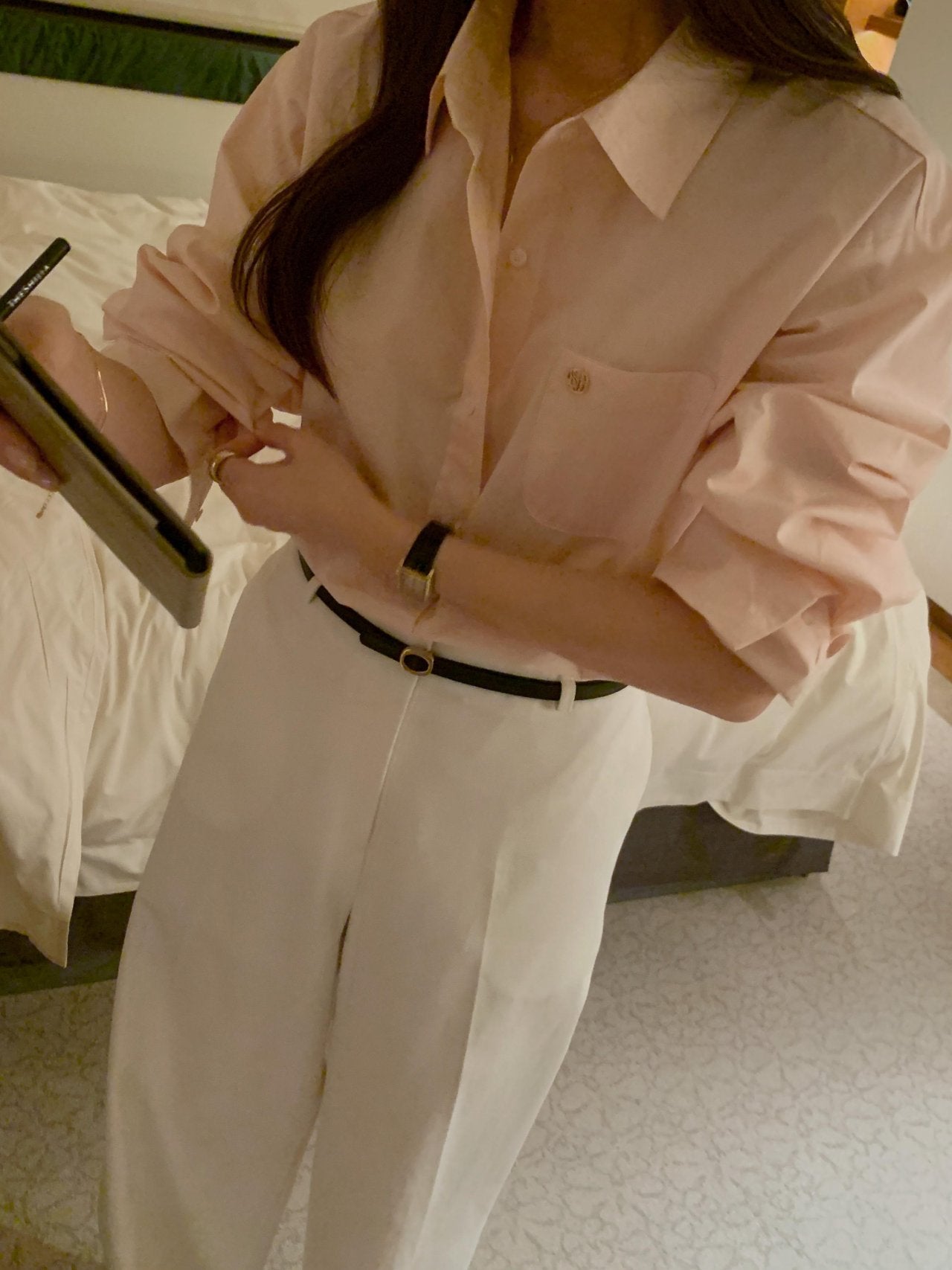 [Best Seller] Essential Cotton Button Down Shirt * Local Delivery: 1–2 Business Days (pink) *