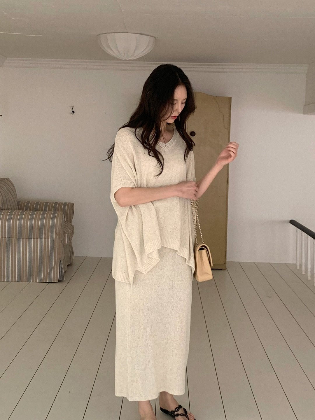 Luxe Marbouclé Linen Blend Two-Piece Set