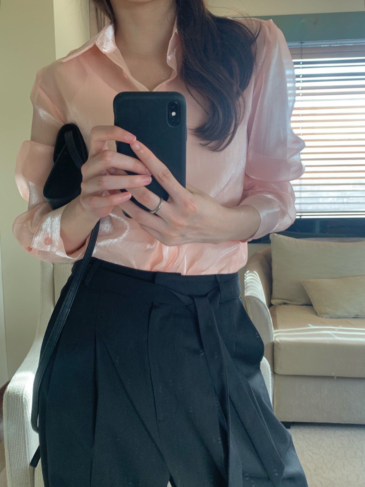 Luxury Organza Sheer Blouse – Sky Blue · White · Peach Pink