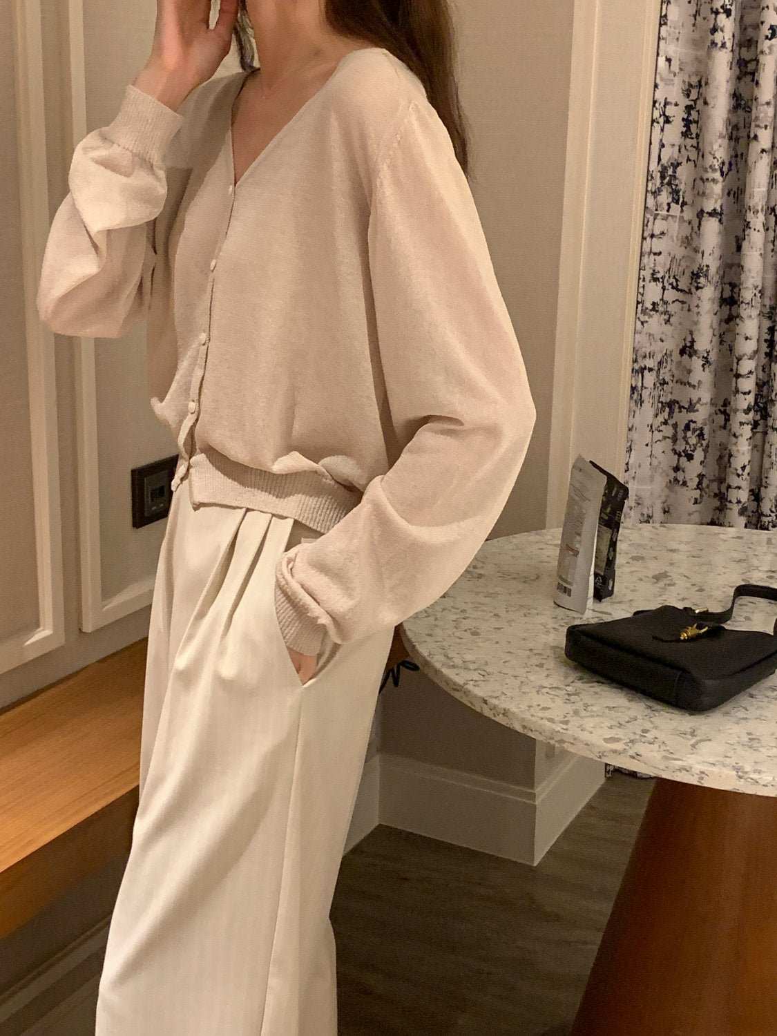 Raglan Linen-Blend Cardigan