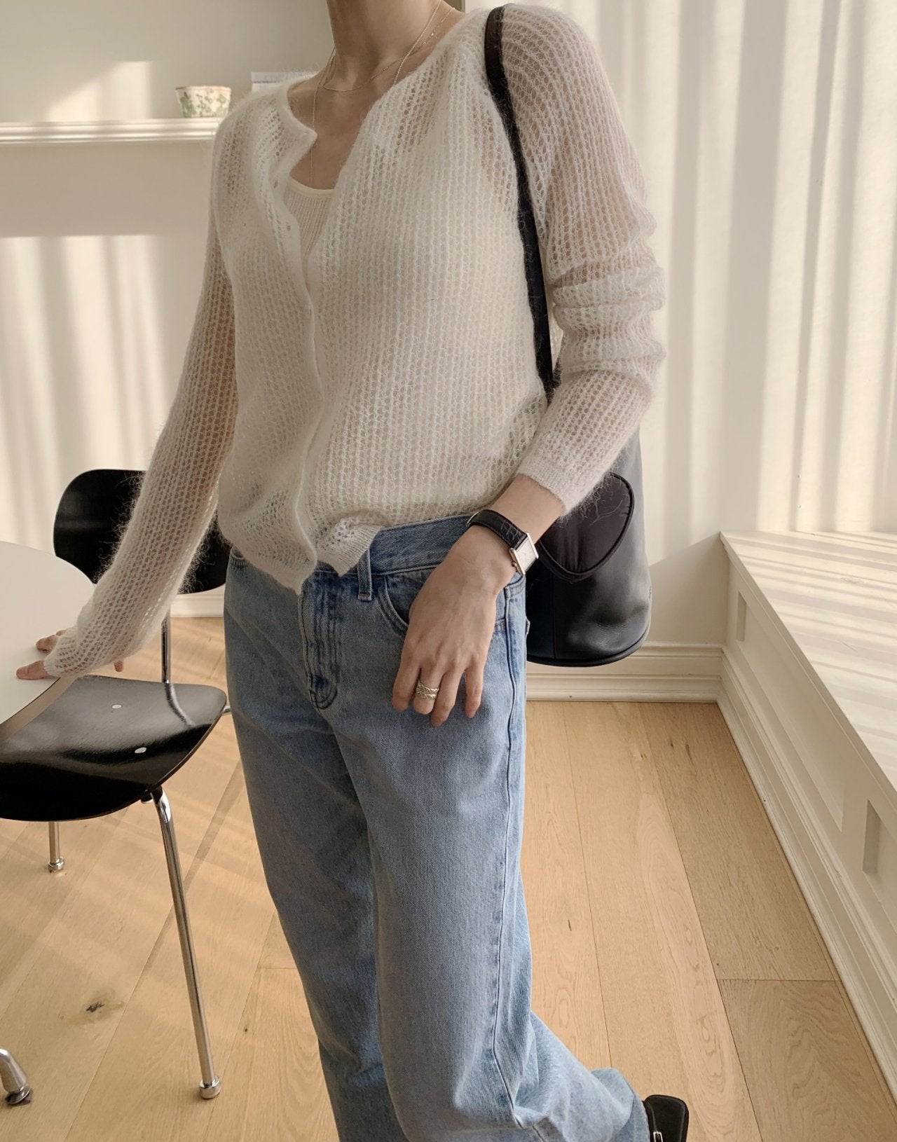 Cotton Candy Mohair Blend Knit Cardigan