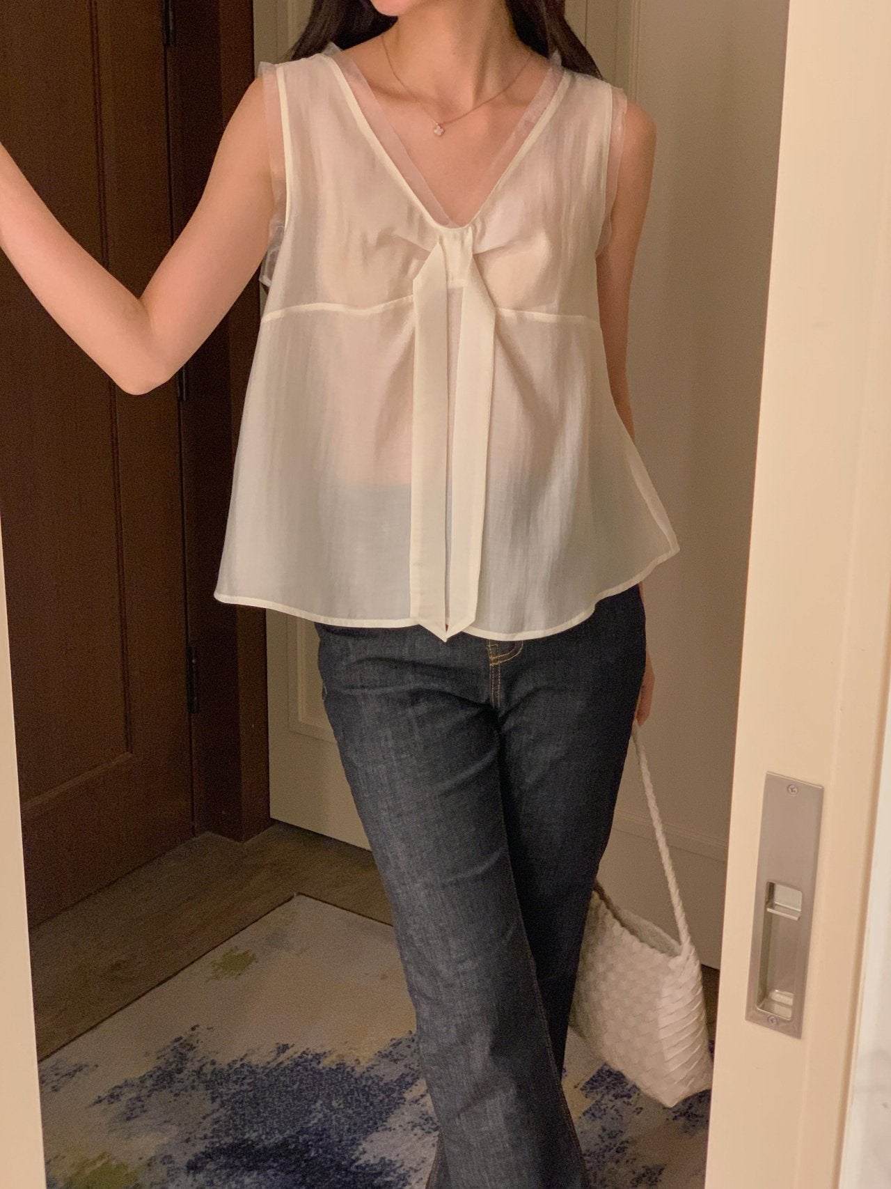 Pure Mood See-through V-Blouse