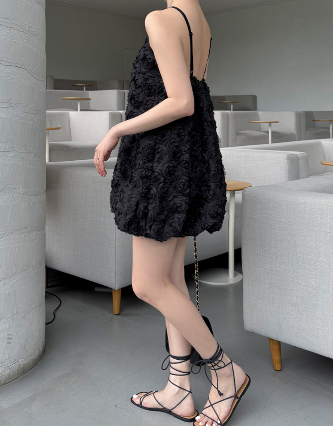 Rosé Bloom Chiffon Mini Dress