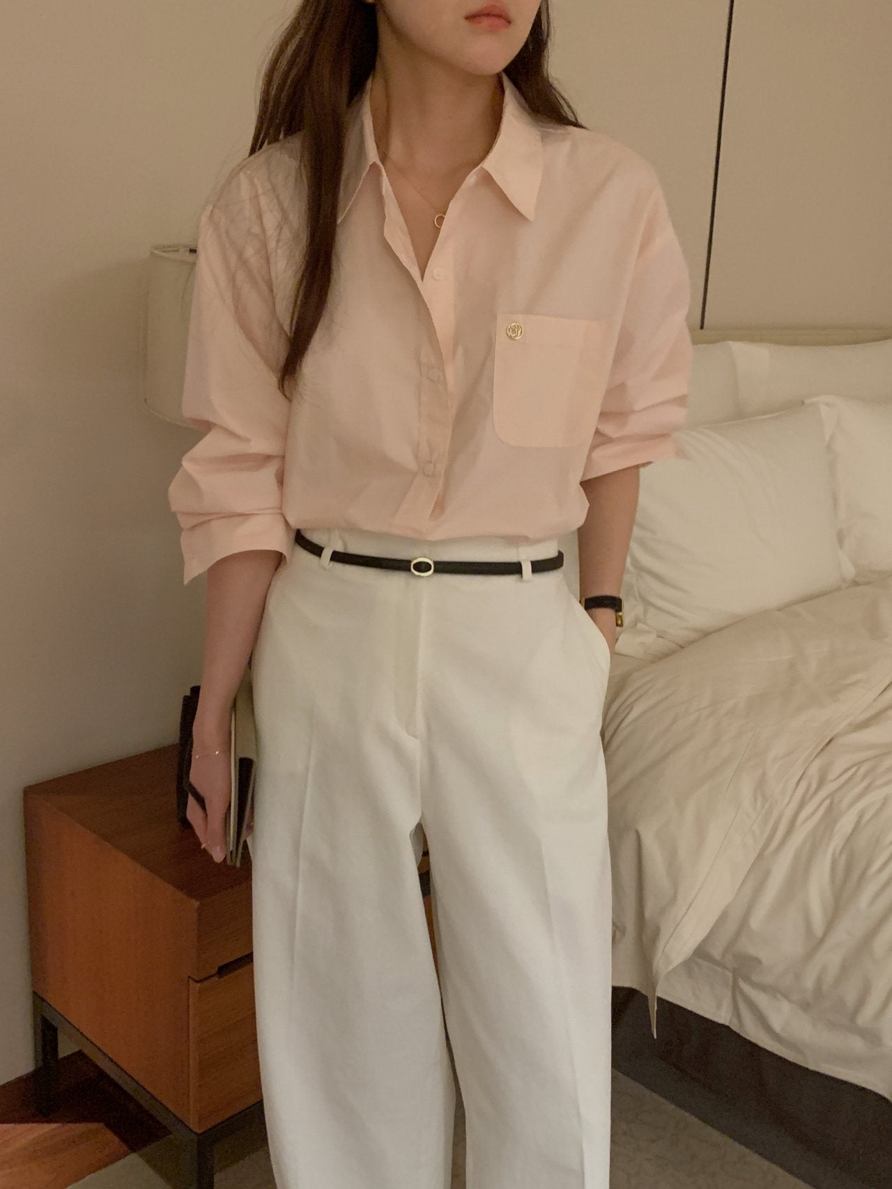 [Best Seller] Essential Cotton Button Down Shirt * Local Delivery: 1–2 Business Days (pink) *