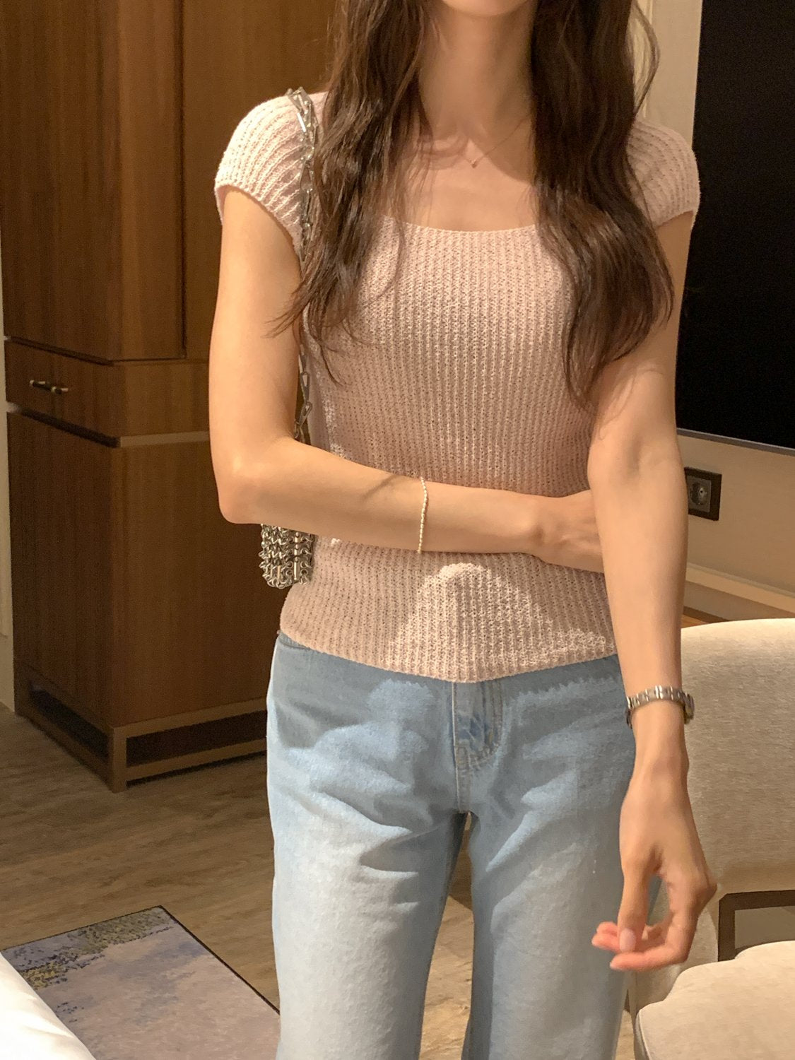 Cap-Sleeve Boatneck Knit