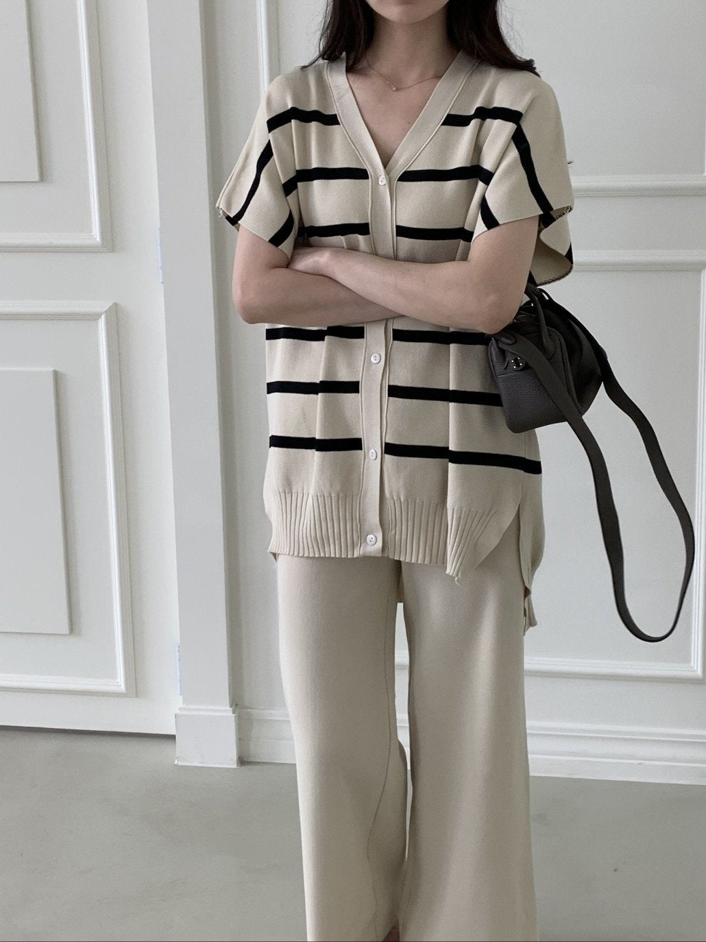 Chic Stripe Knit Two-Piece Set