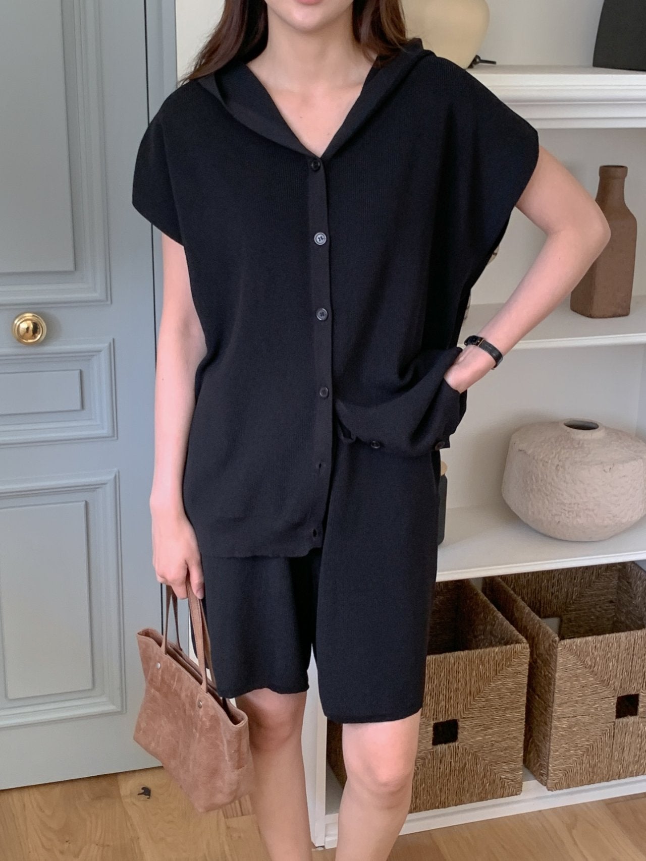 Minimalist Hooded Short Sleeve Set