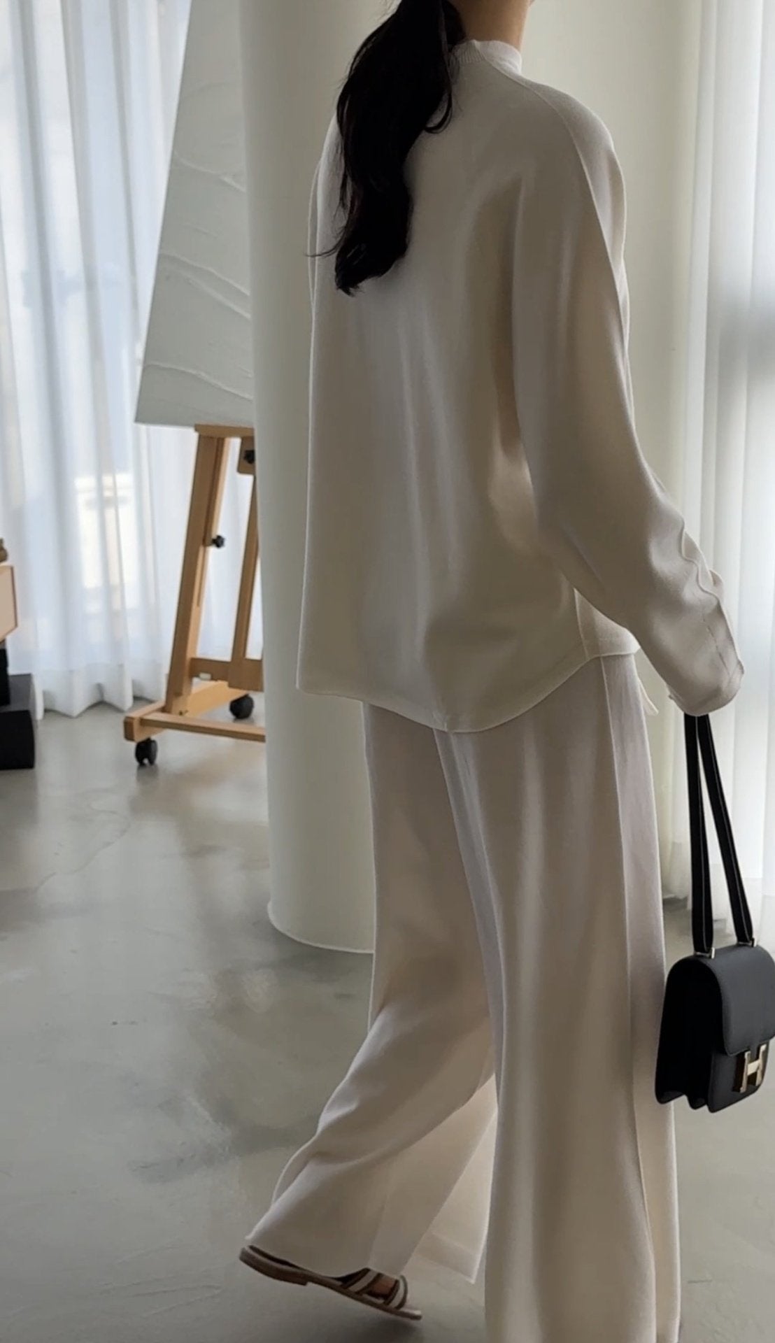 Whole Garment Wool-Cotton Cloud Set-up - Ivory