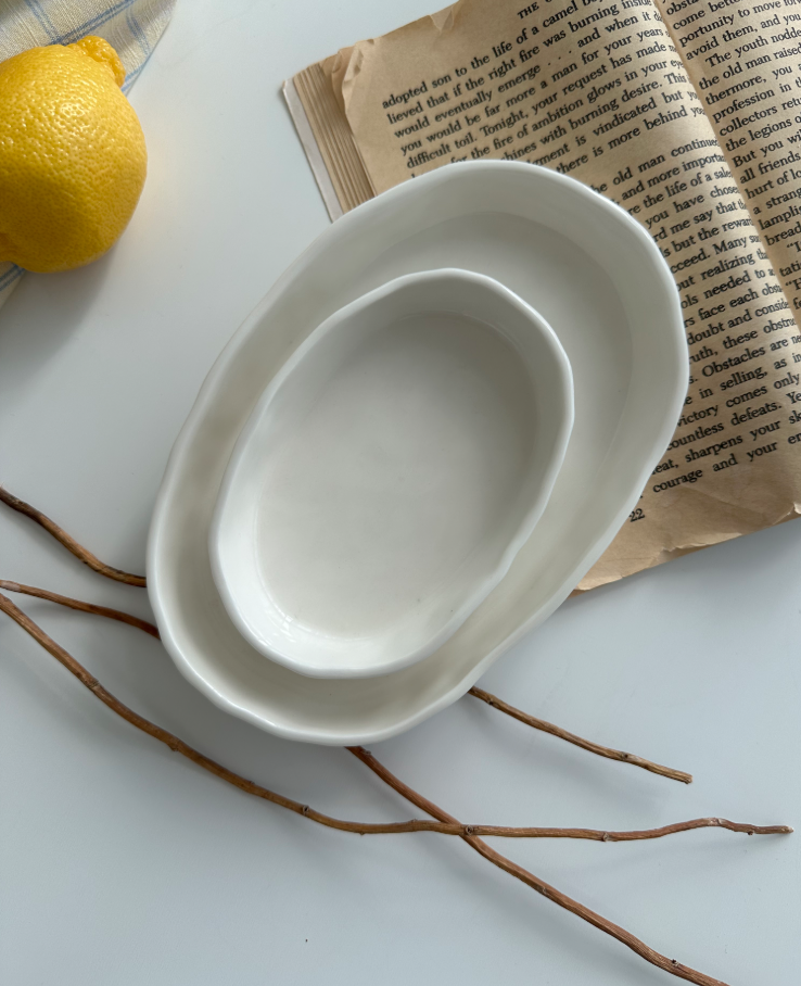 [Handmade Korean Ceramics] Wavy Plate in White