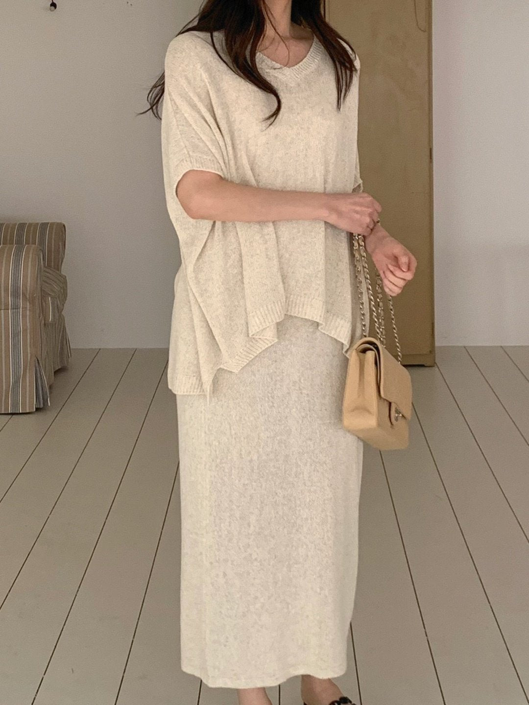 Luxe Marbouclé Linen Blend Two-Piece Set