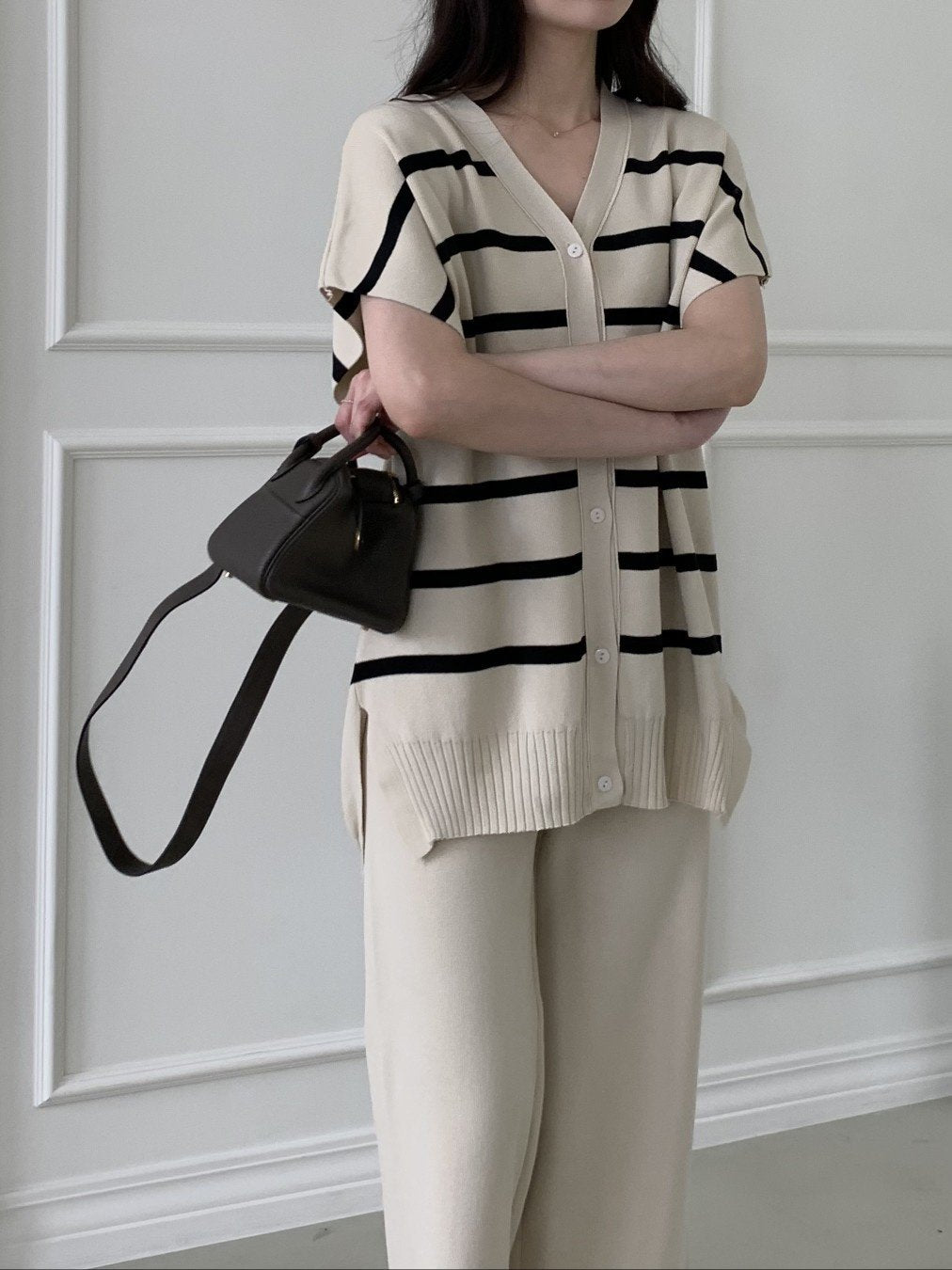 Chic Stripe Knit Two-Piece Set