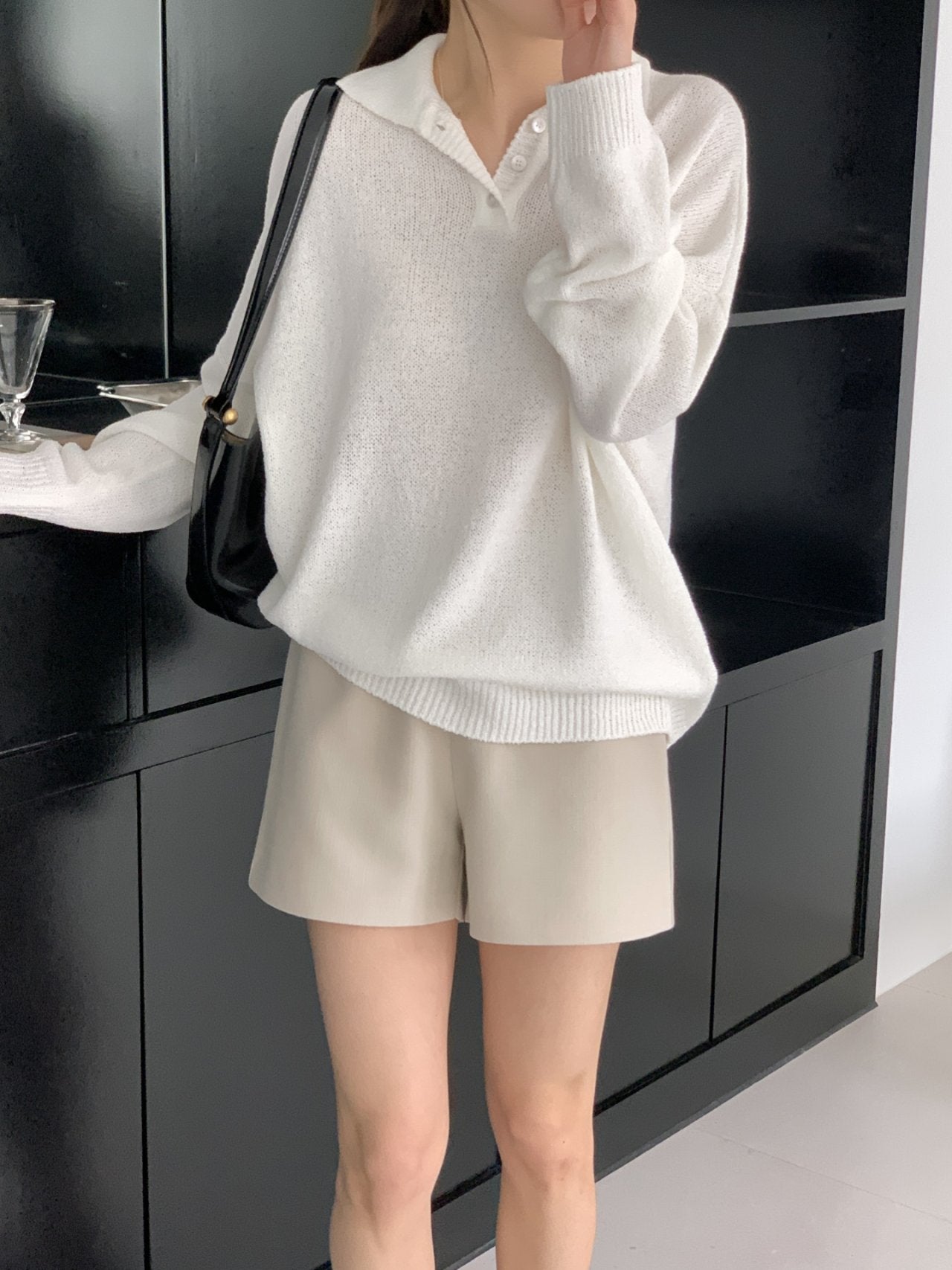 Bouclé Boxy Collar Knit