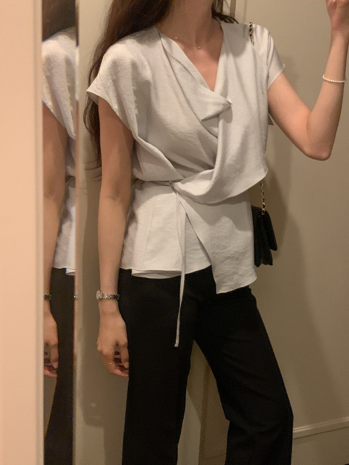 Draped Side-Button Blouse