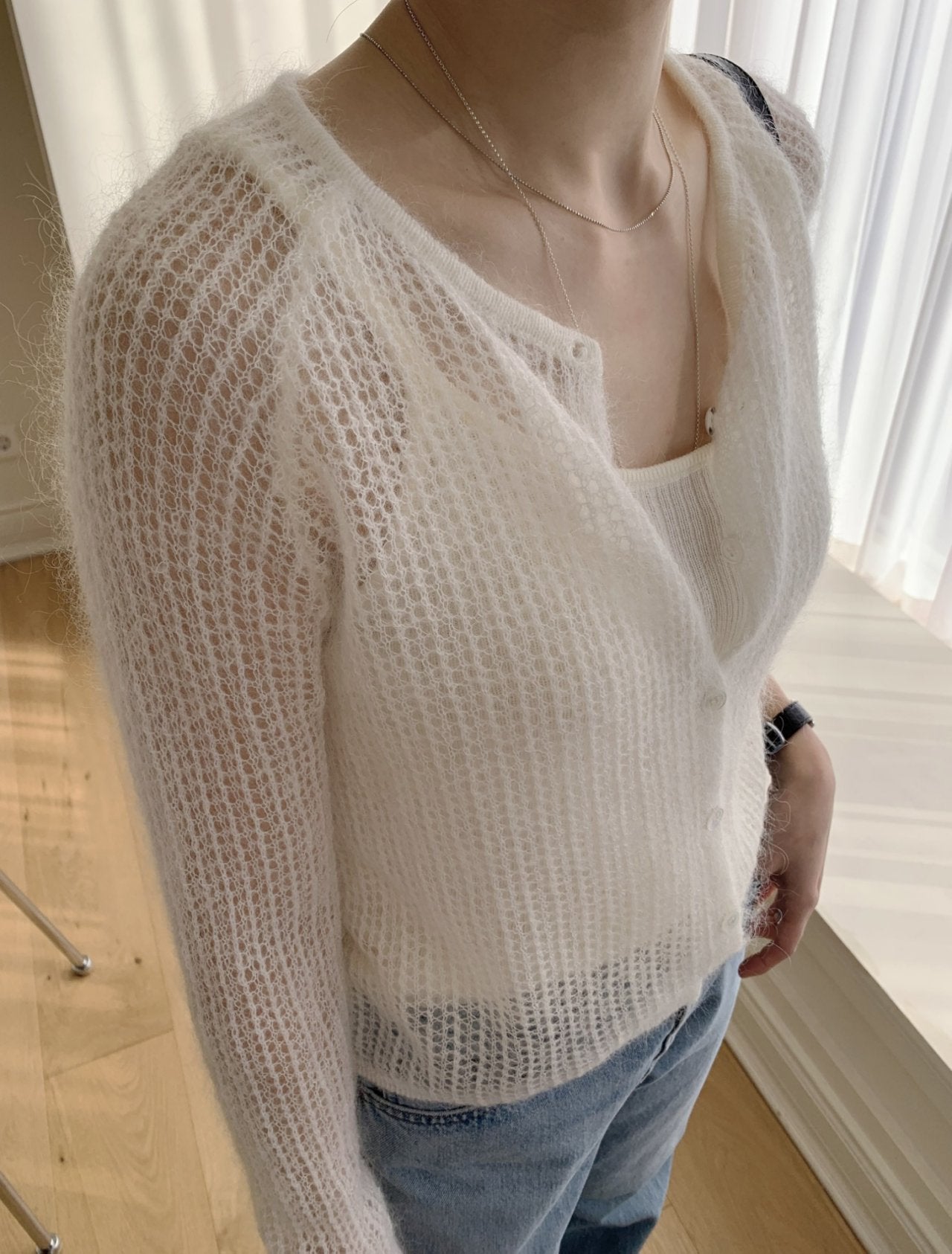 Cotton Candy Mohair Blend Knit Cardigan