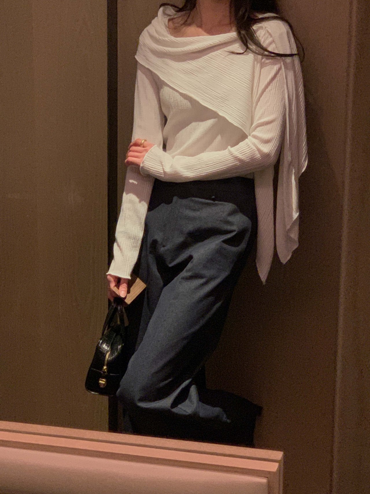 Pleated Scarf Set Tee