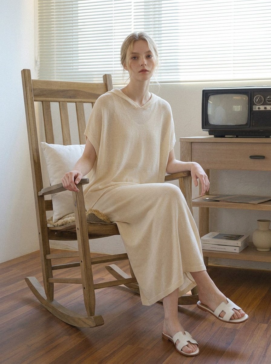 Whole garment Butter Hooded Knit Cape Vest
