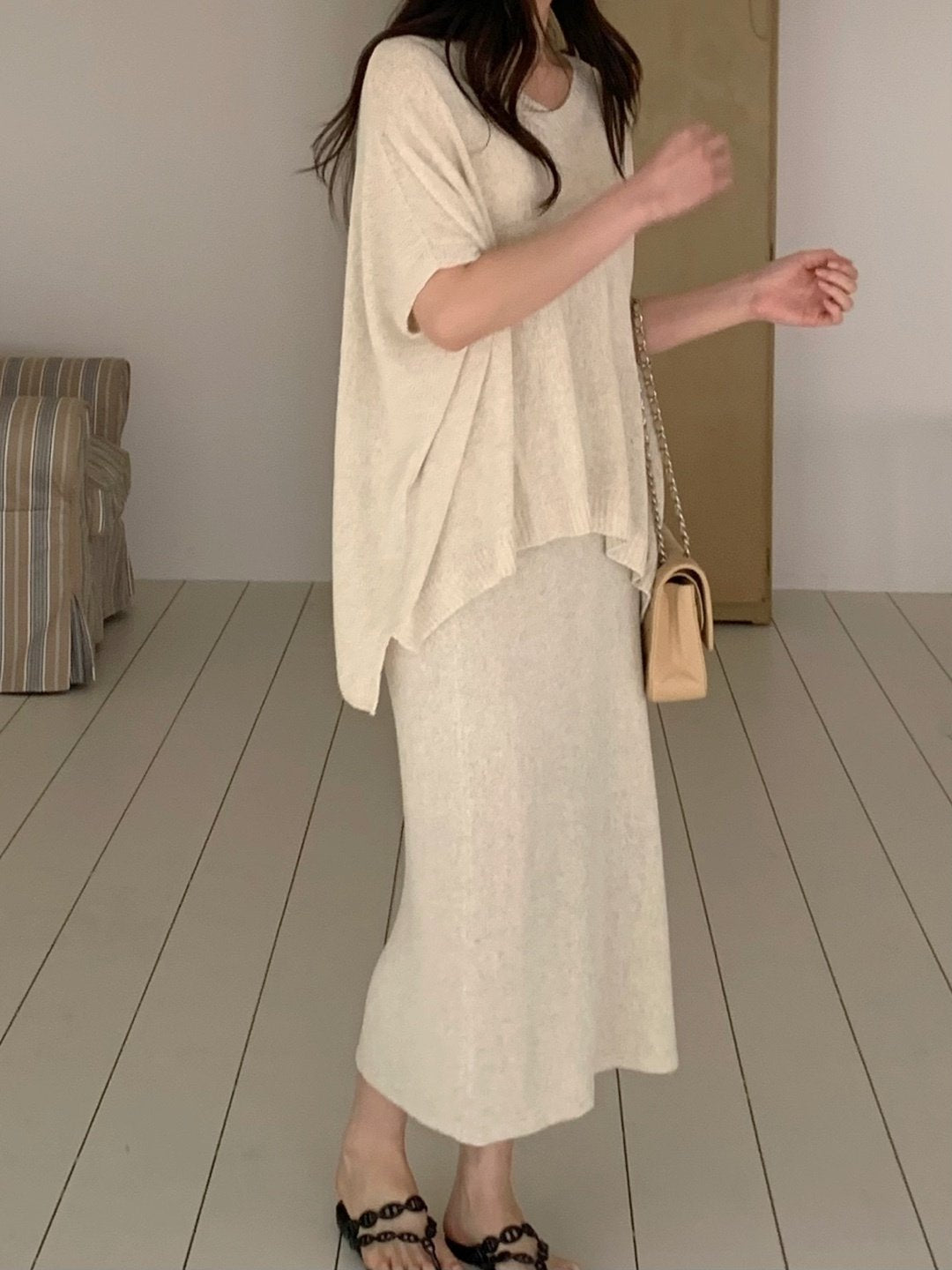 Luxe Marbouclé Linen Blend Two-Piece Set