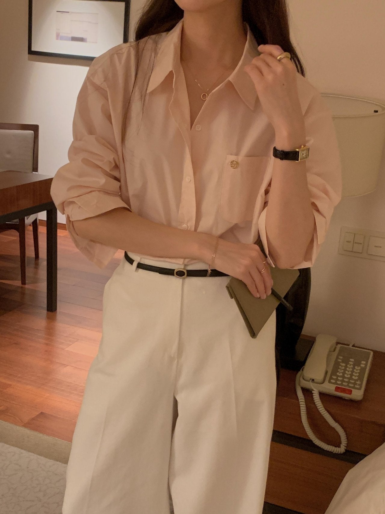 [Best Seller] Essential Cotton Button Down Shirt * Local Delivery: 1–2 Business Days (pink) *