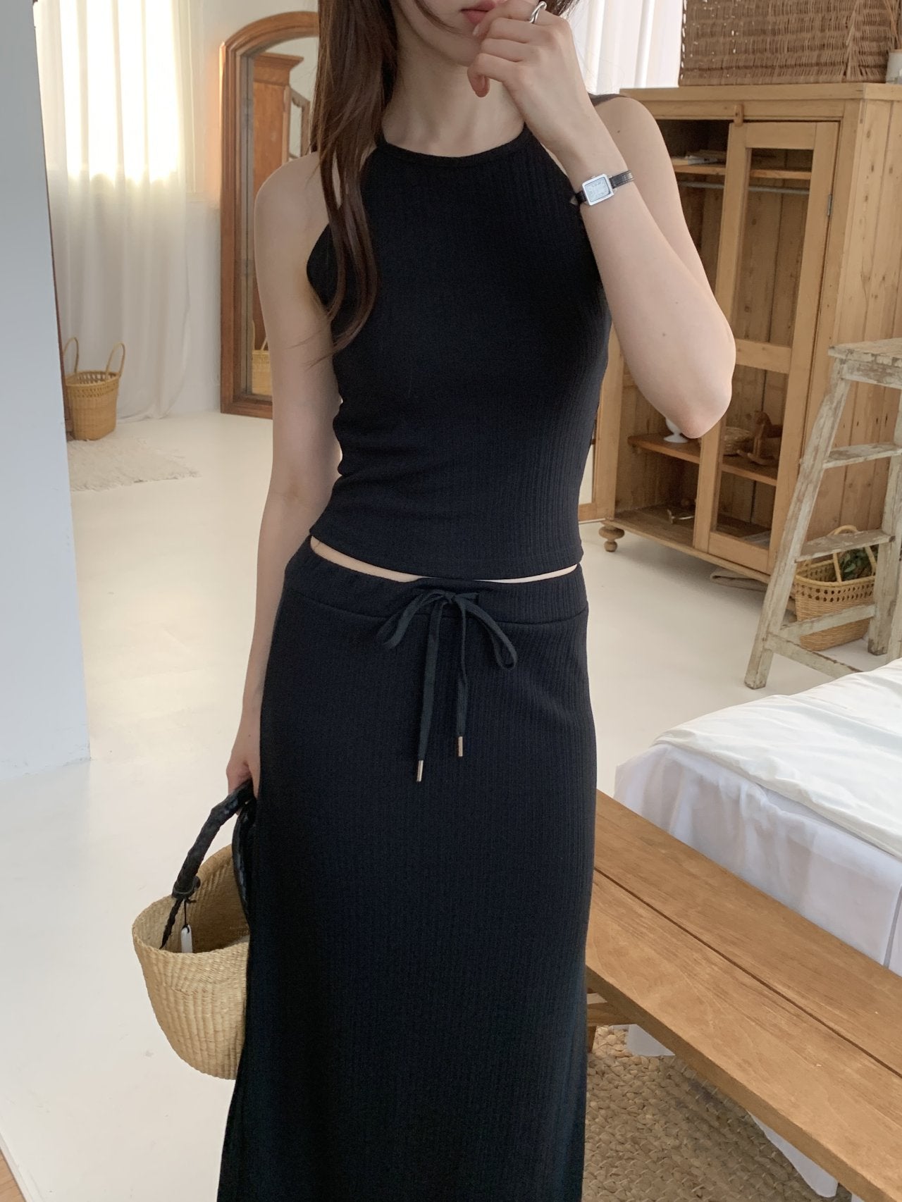 Halter-Neck & Long Skirt Set